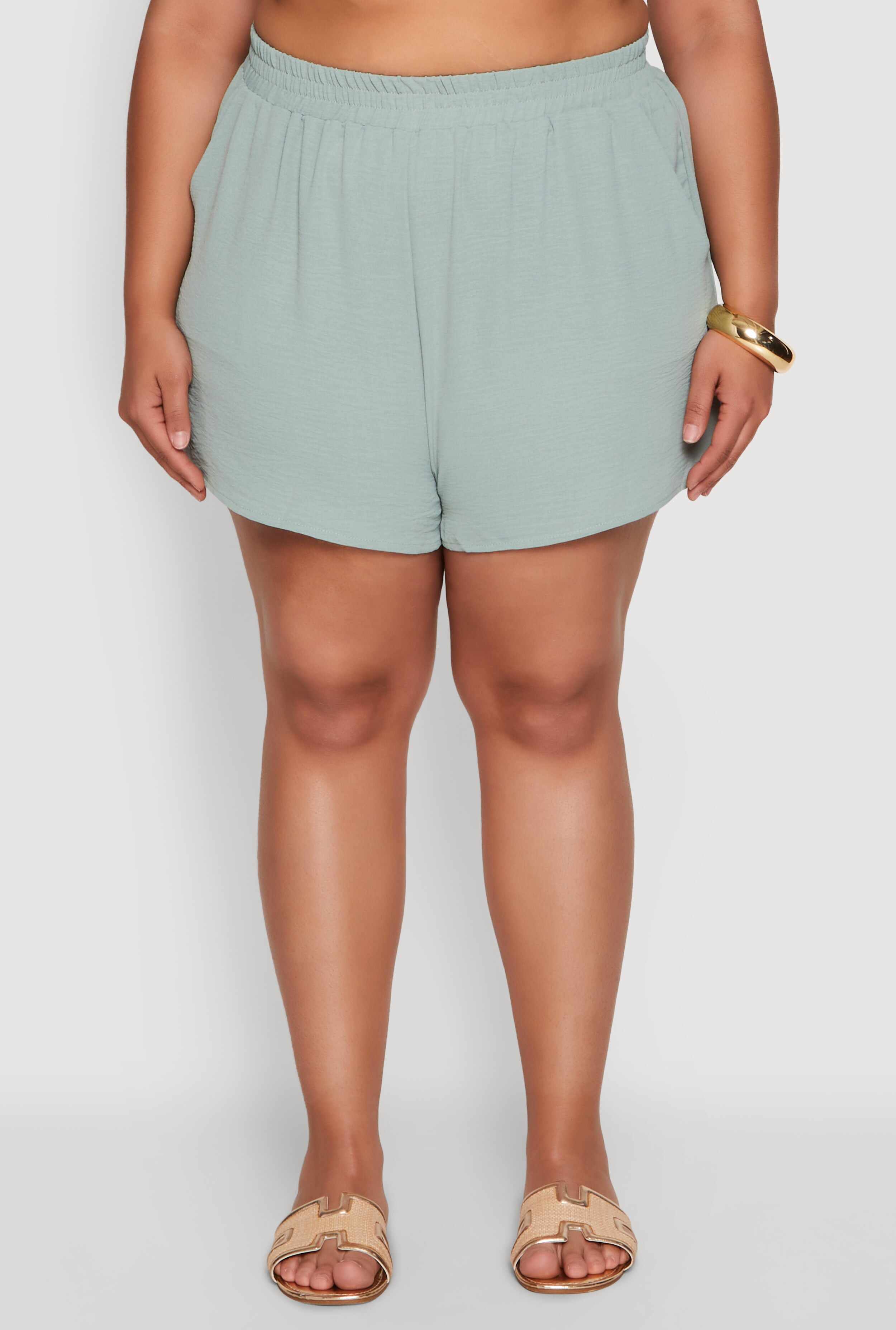 Plus Size Airy Elastic Waist Shorts