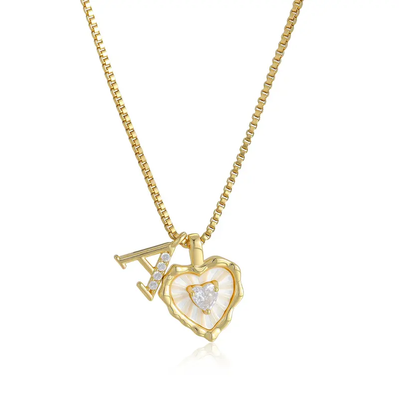 🔥Last Day 69% OFF ✨Gold Shell Heart CZ A-Z Initial Necklace, Valentine's Day Jewelry Gift