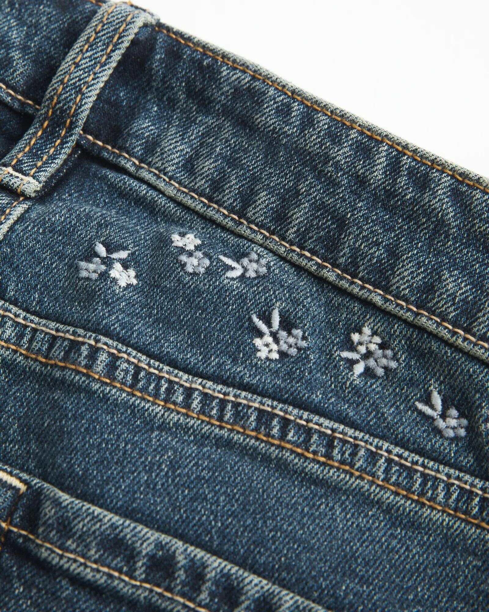 High-Rise Light Wash Heart Embroidered Flare Jeans