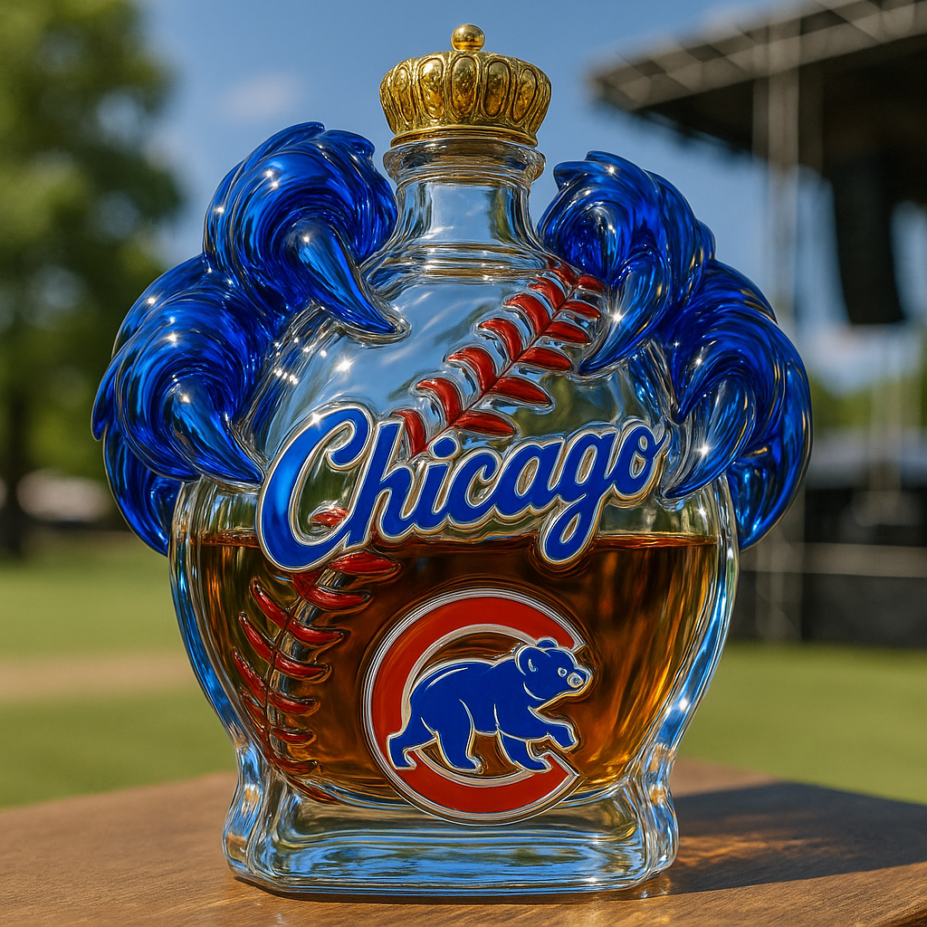 Chicago Cubs-themed Whiskey Bottle