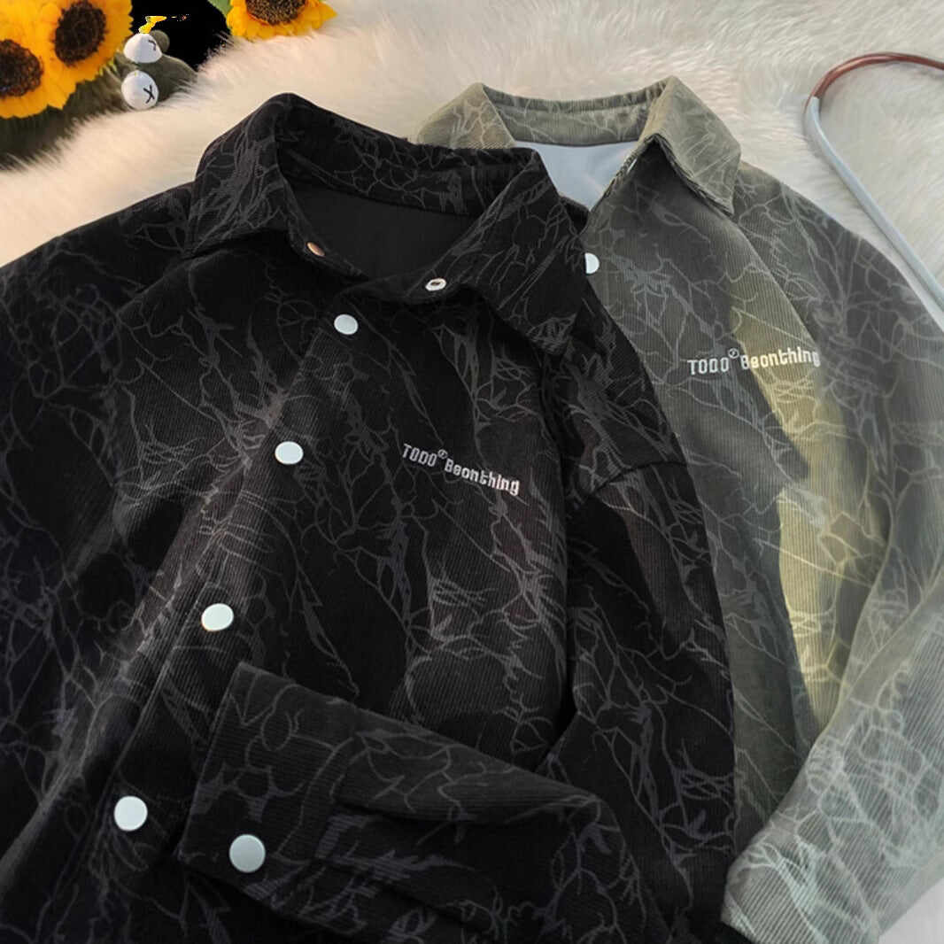 Embroidered High-grade American Retro Corduroy Shirt For Men