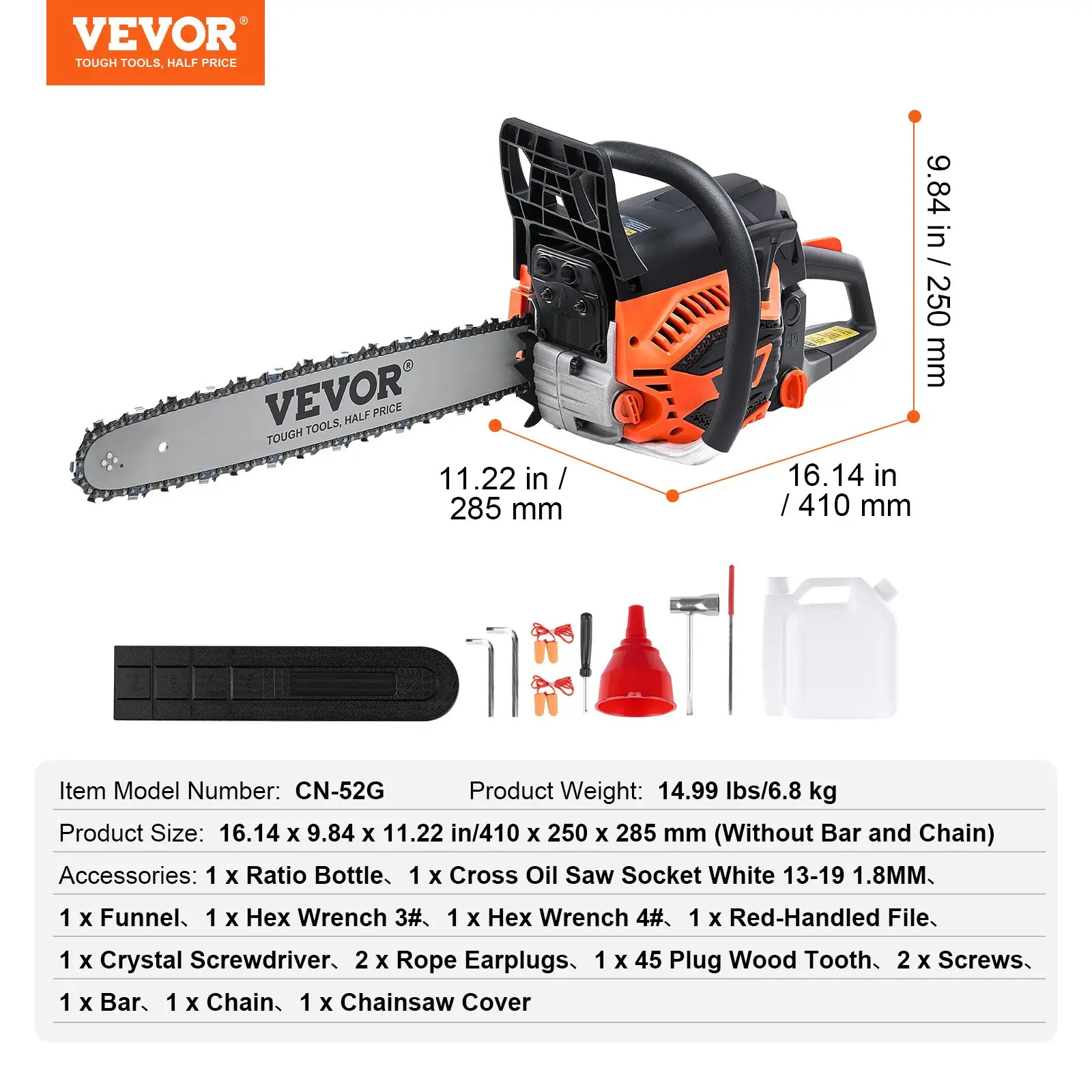 Gas Chainsaw, Various specifications, Gasoline Powered Chain Saw, Handheld Cordless Petrol Chainsaws for Tree Wood Branch Cutting, Tree Trimming, Land Clearing, Farm Garden Ranch Forest Cutting Use