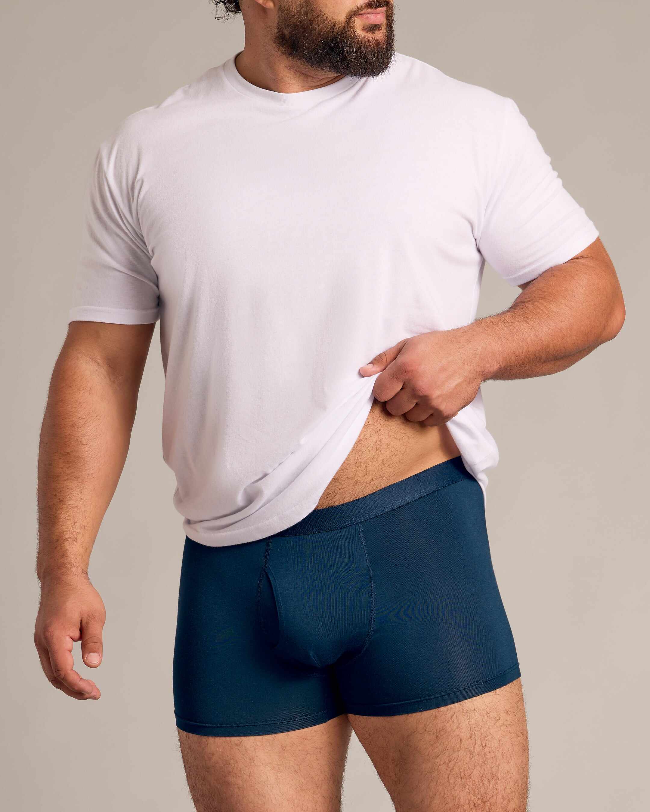 Navy Boxer Trunks W/ Fly 3-Pack