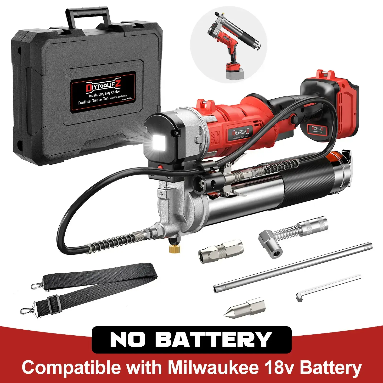 12000PSI High Pressure Electric Grease Gun Dual Grip Design with Long Flexible Hose