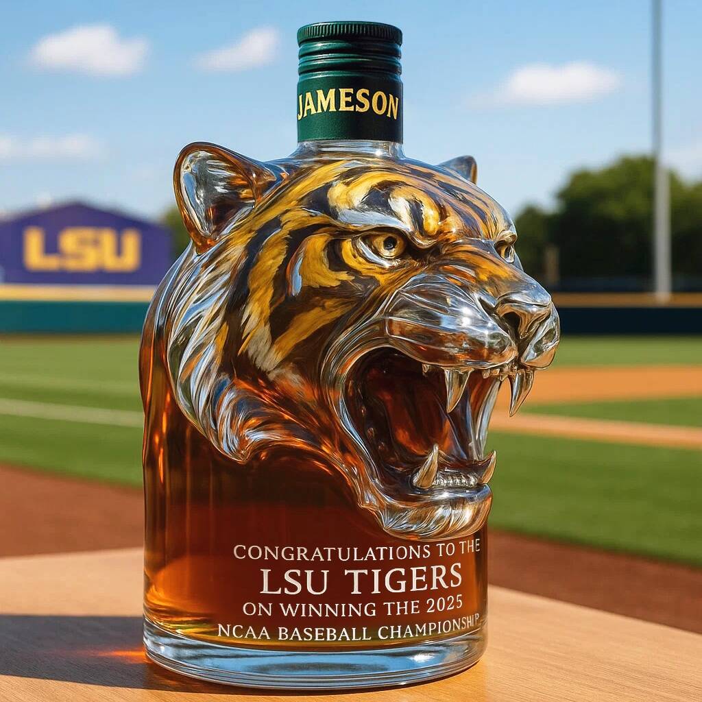 Whiskey bottle Commemorating LSU Tiger's 2025 NCAA Baseball Championship