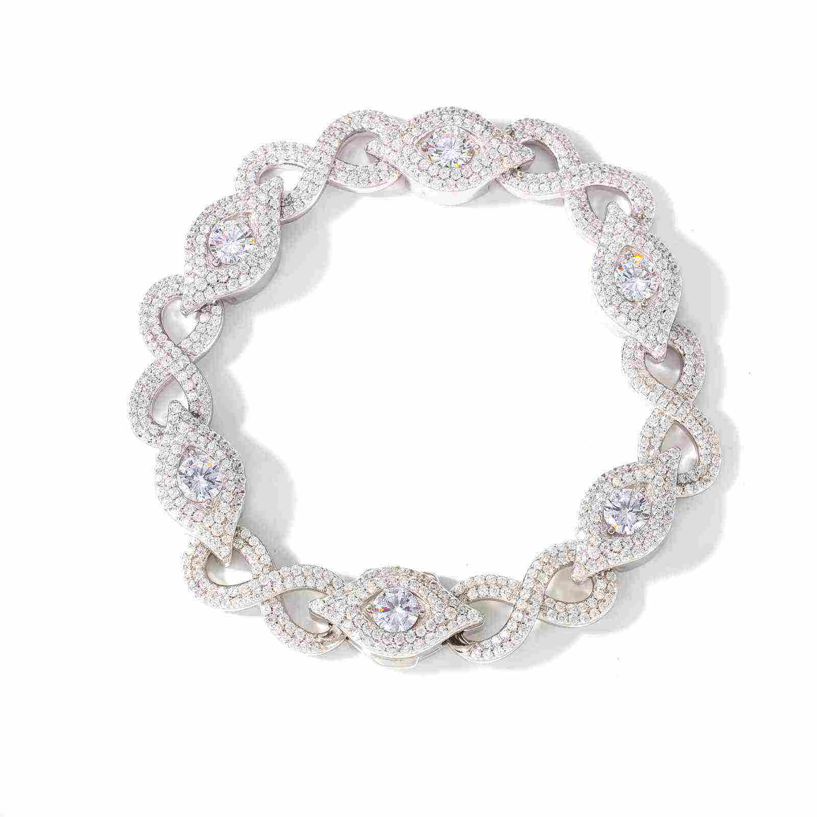 TestTest 10mm S925 Moissanite Infinity Evil Eye Bracelet