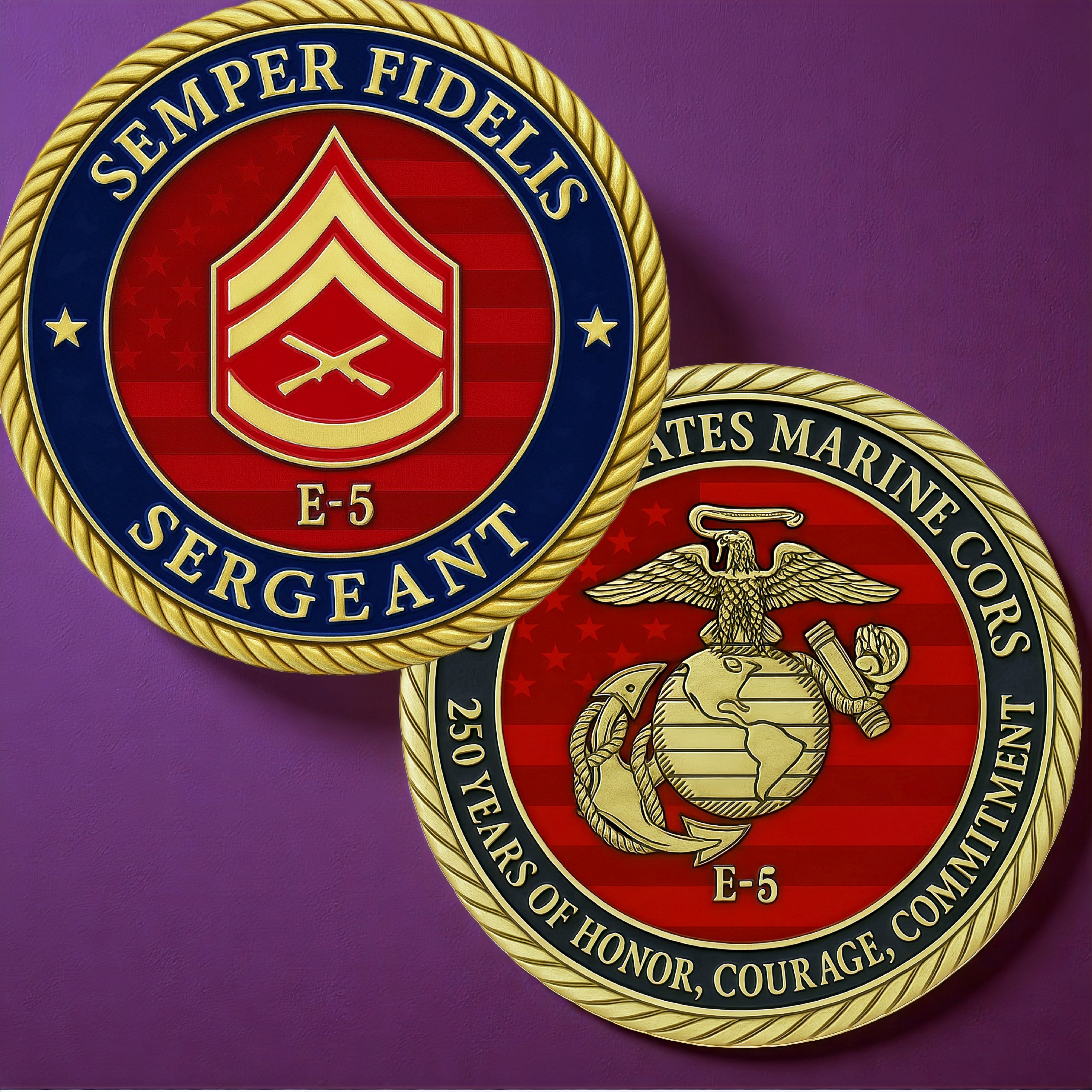 USMC E-5 & E-6 Honor Service Commemorative Coins | 250th Anniversary Limited Edition