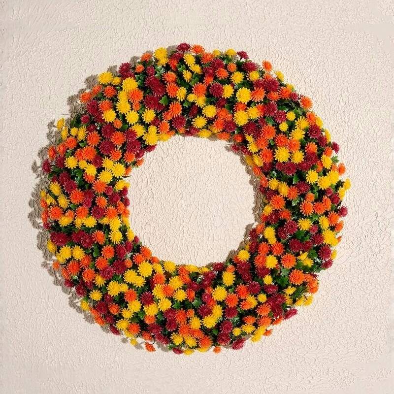 🏆Flash Sale⚡Artificial Faux Mum Wreath - UV Protected