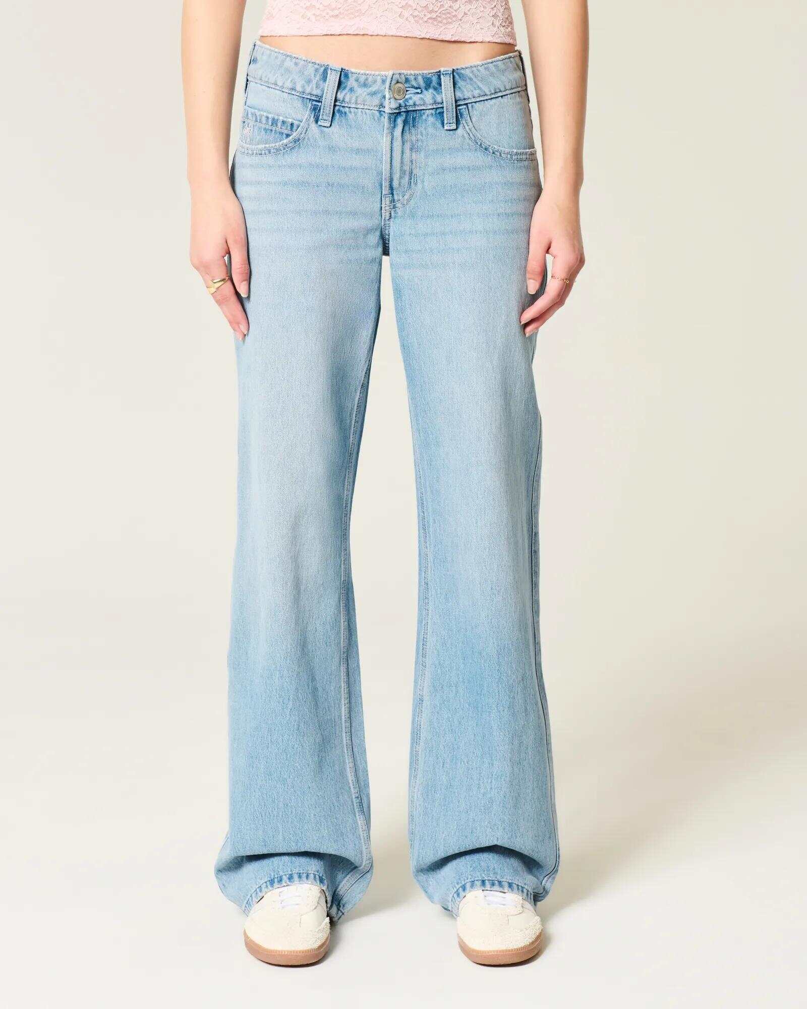 Low-Rise Dark Wash Baggy Jeans