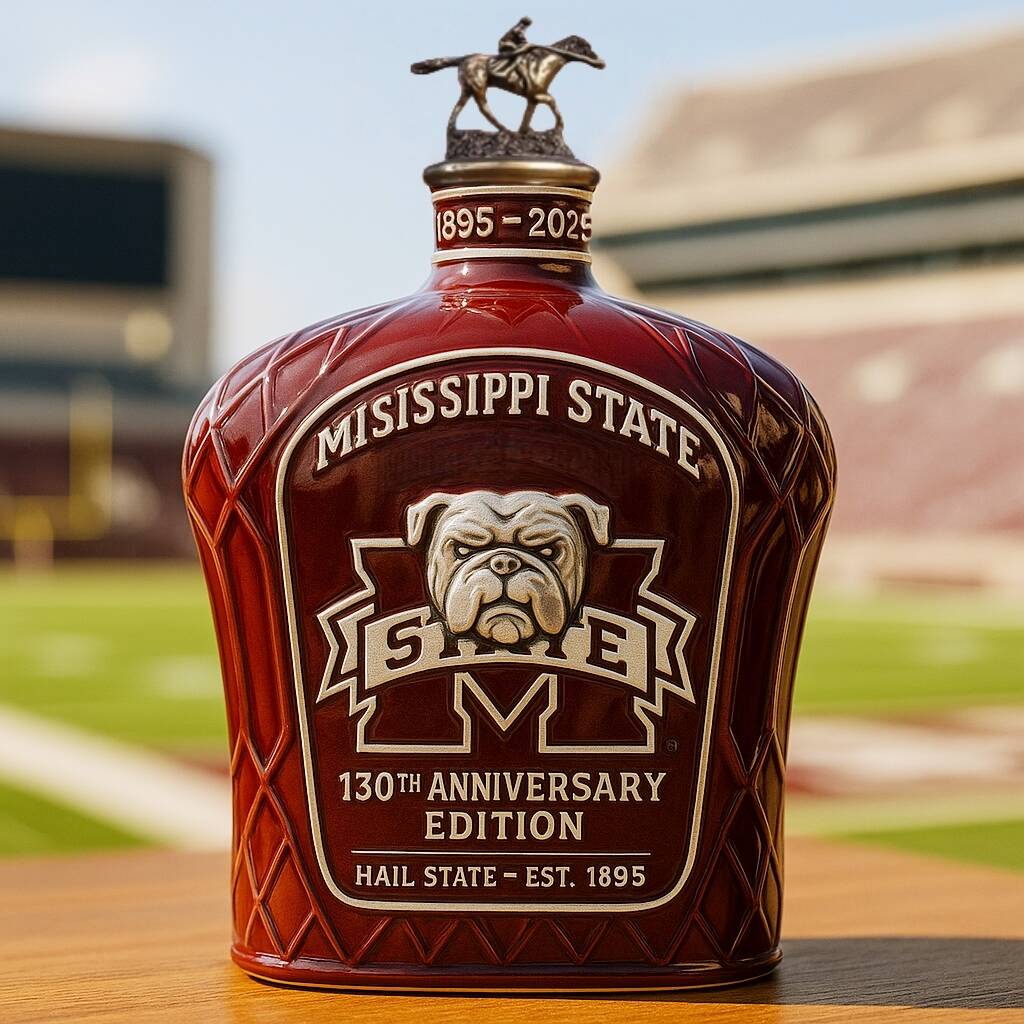 Bulldogs 130th Anniversary Whiskey Bottle