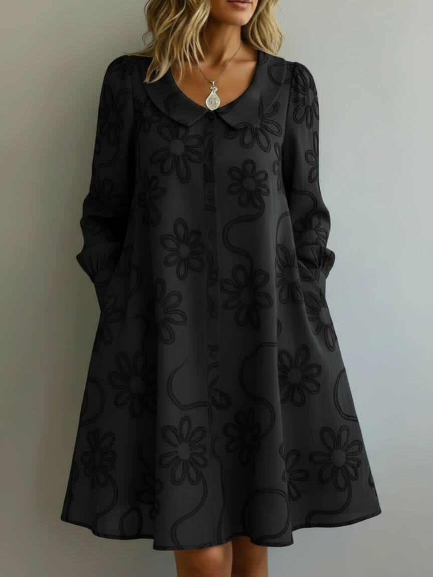 🔥Summer Arrivals🌟Vintage Peter Pan Collar Embroidered Floral Dress