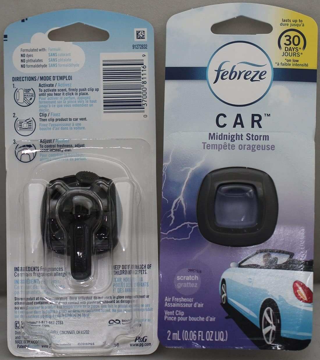Febreze Car Air Fresheners, New Car Scent, Odor Eliminator for Strong Odors Car Vent Clips (2 Count)