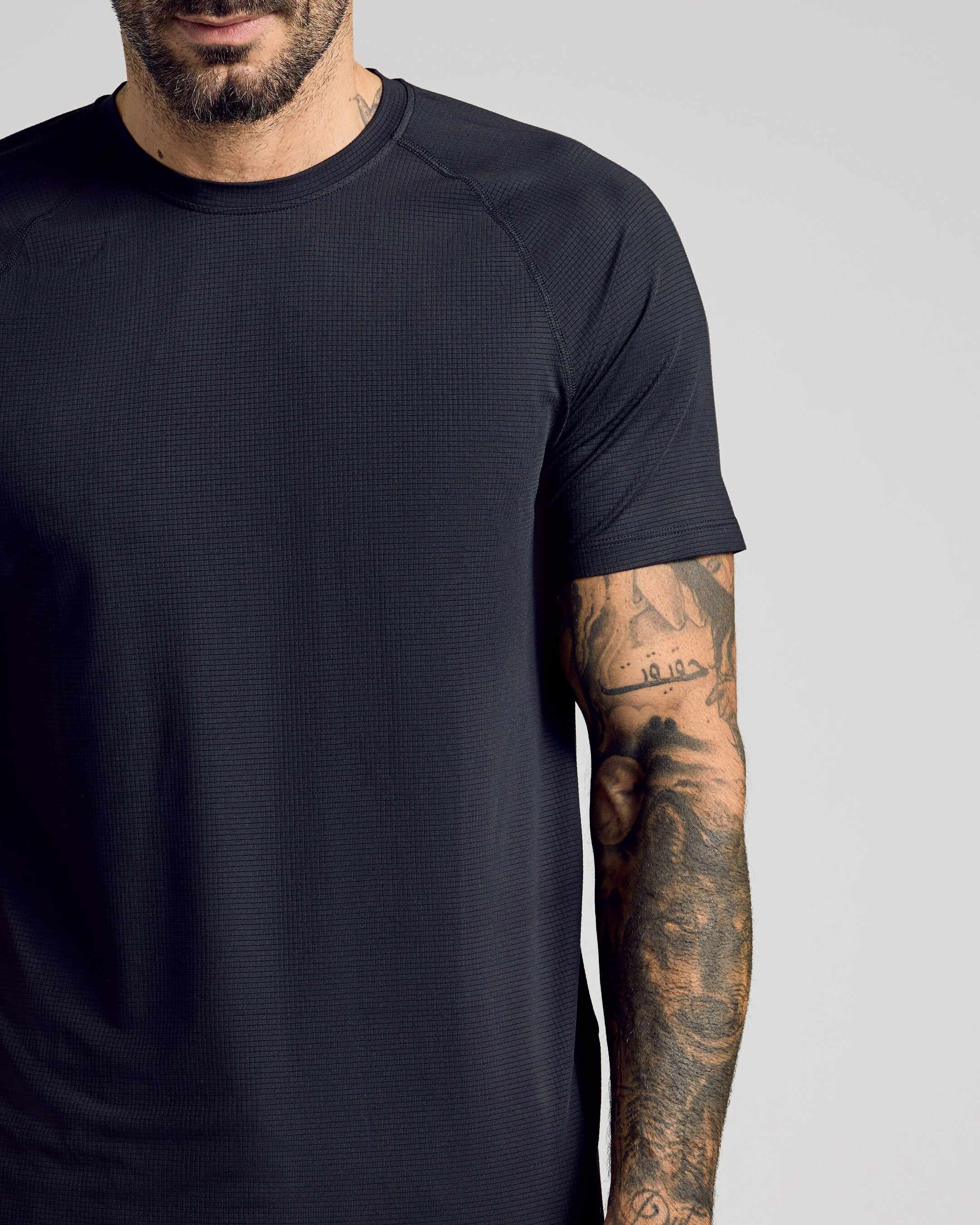 Black Active Mesh Crew