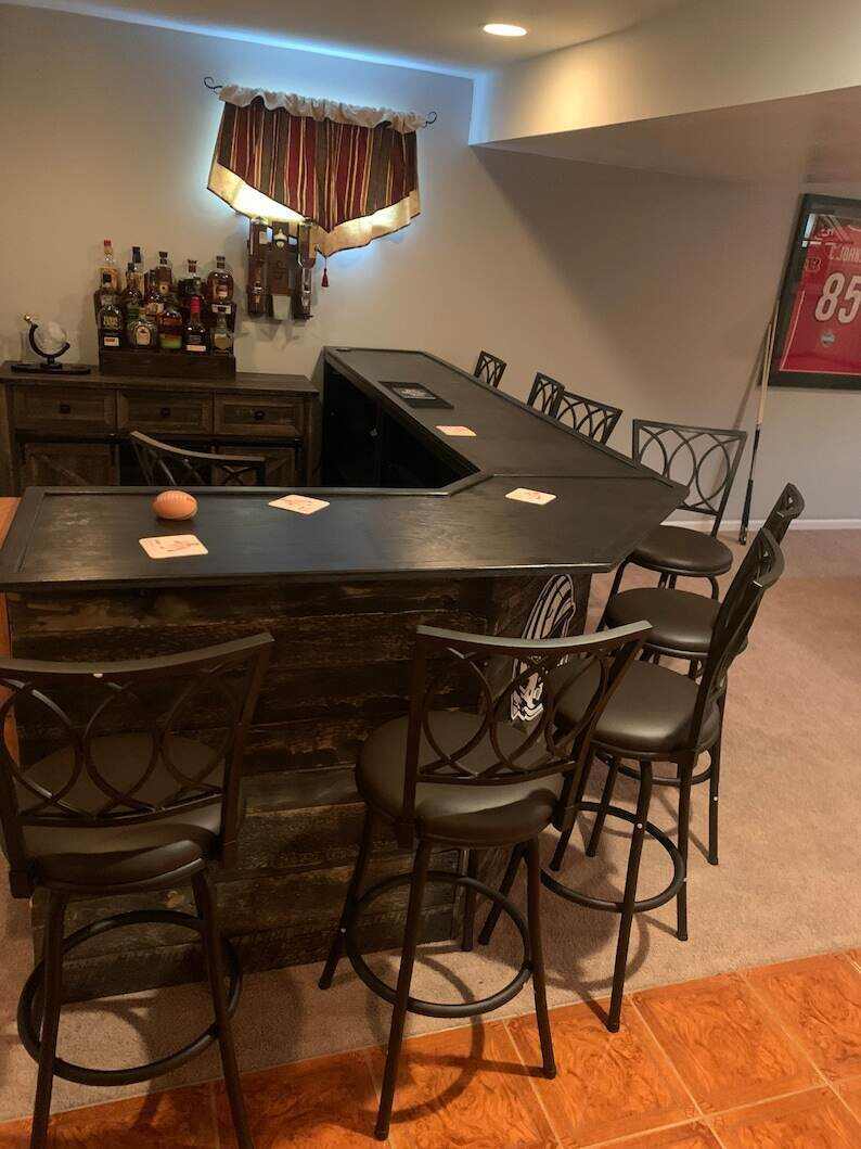L Diagonal Shaped Home Bar-Indoor or Outdoor Use-Wood Bar-Home Bar-Mancave Bar-Custom Bar-Indoor Bar-Outdoor Bar-