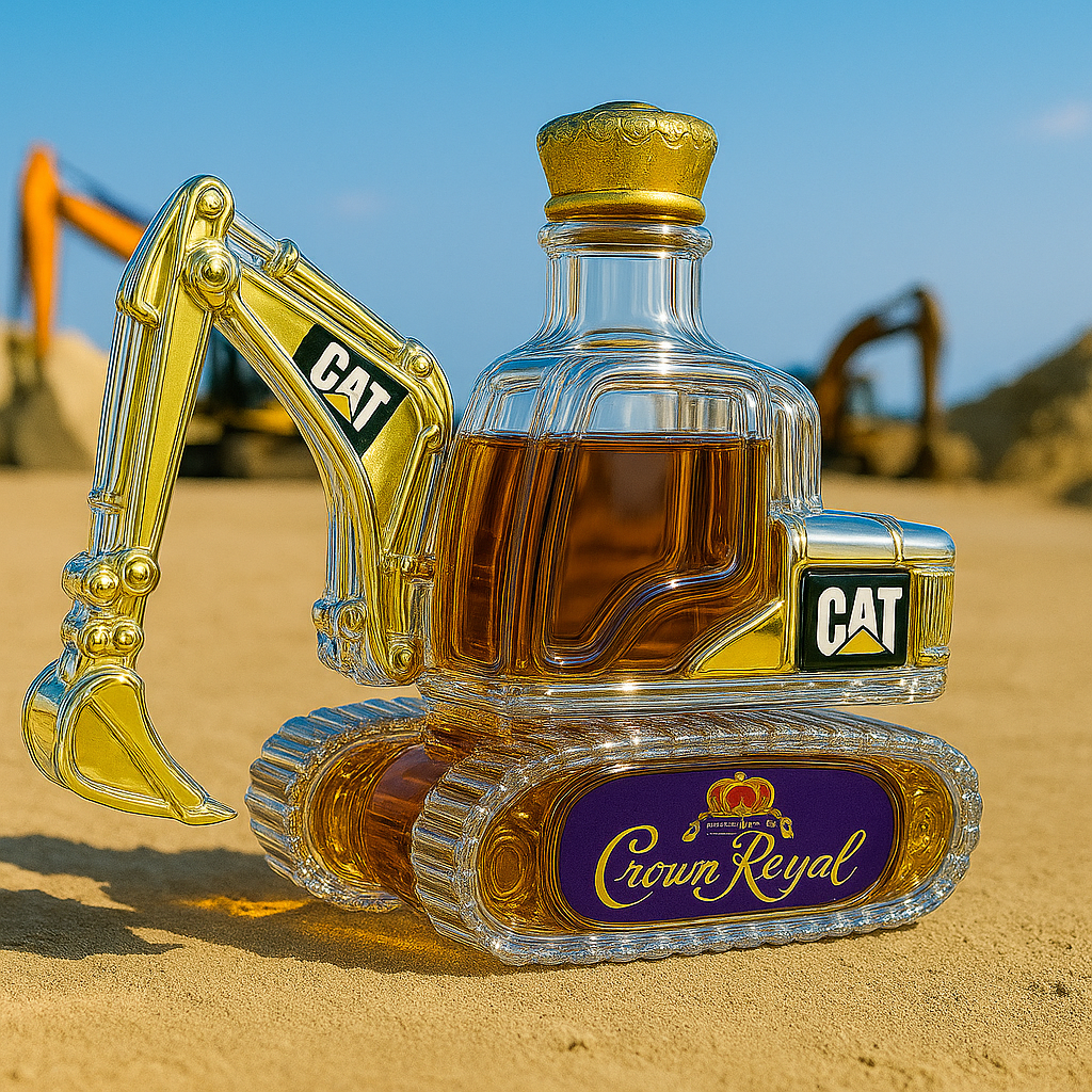 Caterpillar Excavator Whiskey Bottle