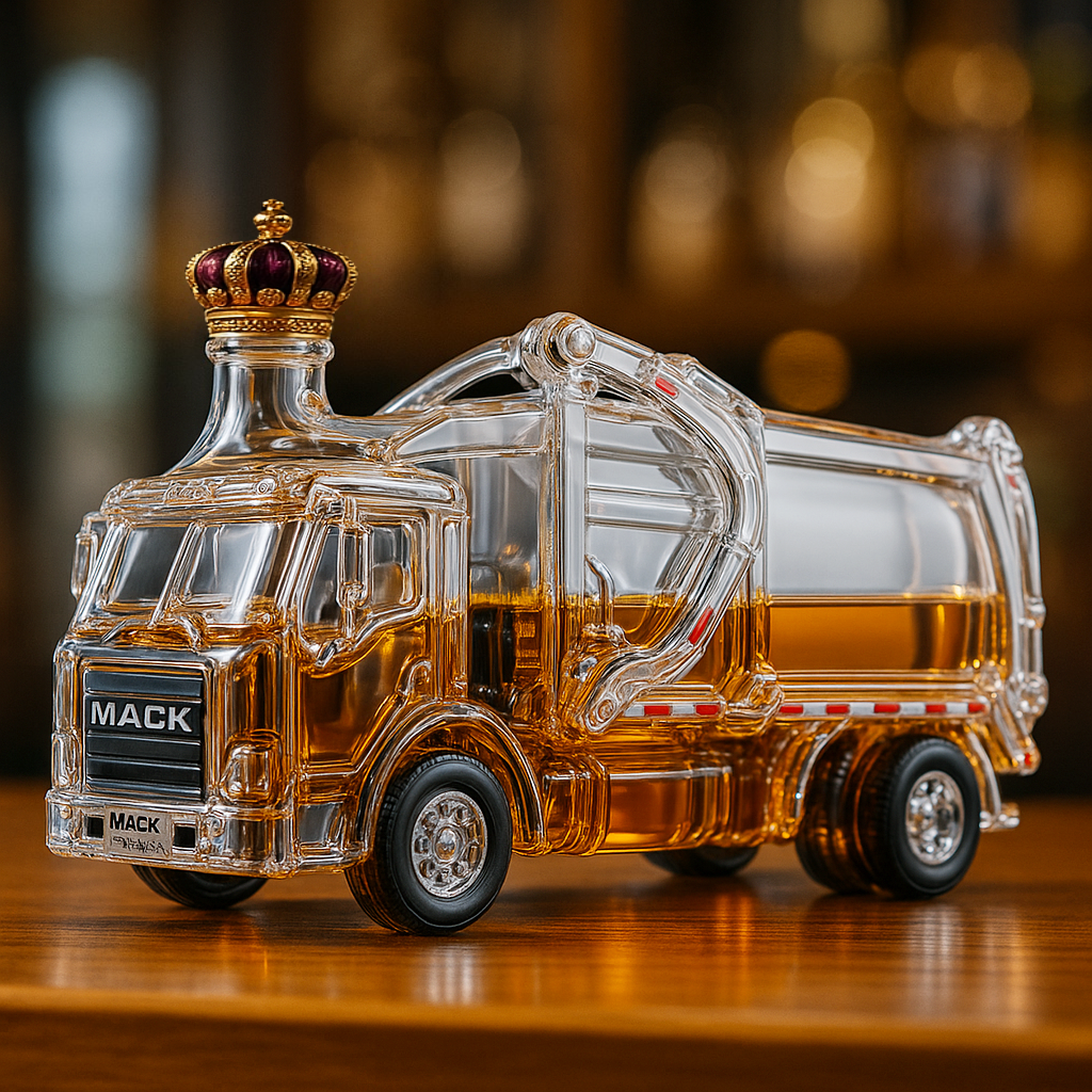 Mack Garbage Truck Whiskey Bottle