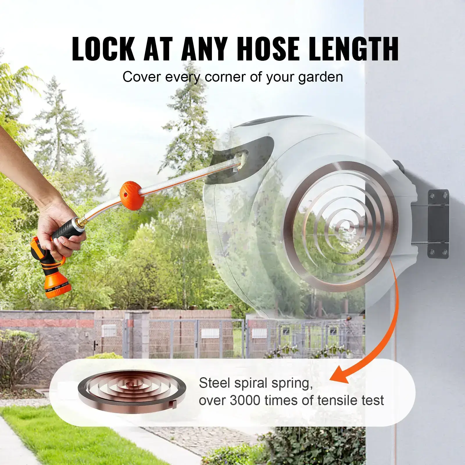 Retractable Hose Reel, Various specifications, 100'x1/2
