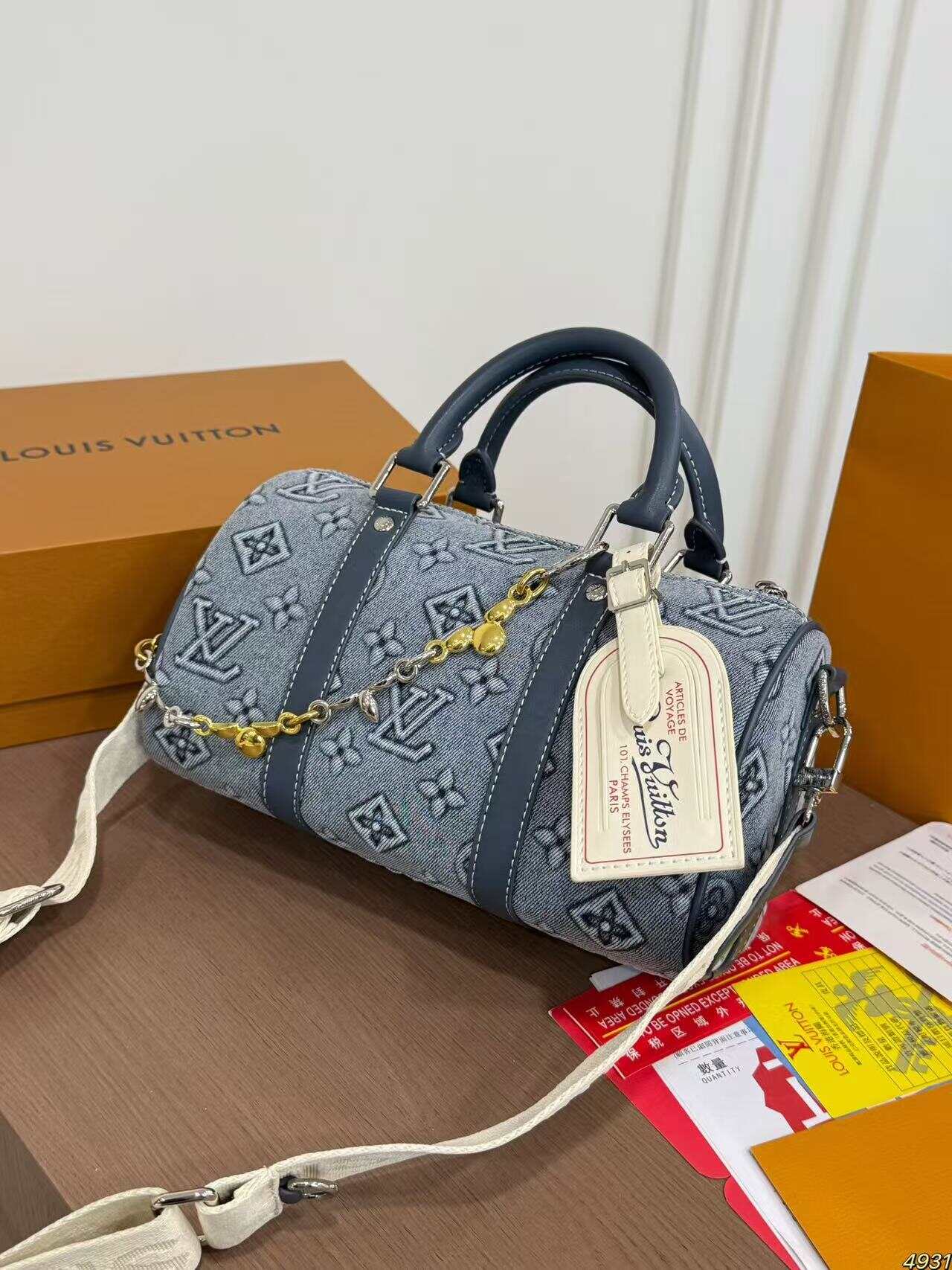 DR 2026 DENIM BARREL BAG GREY