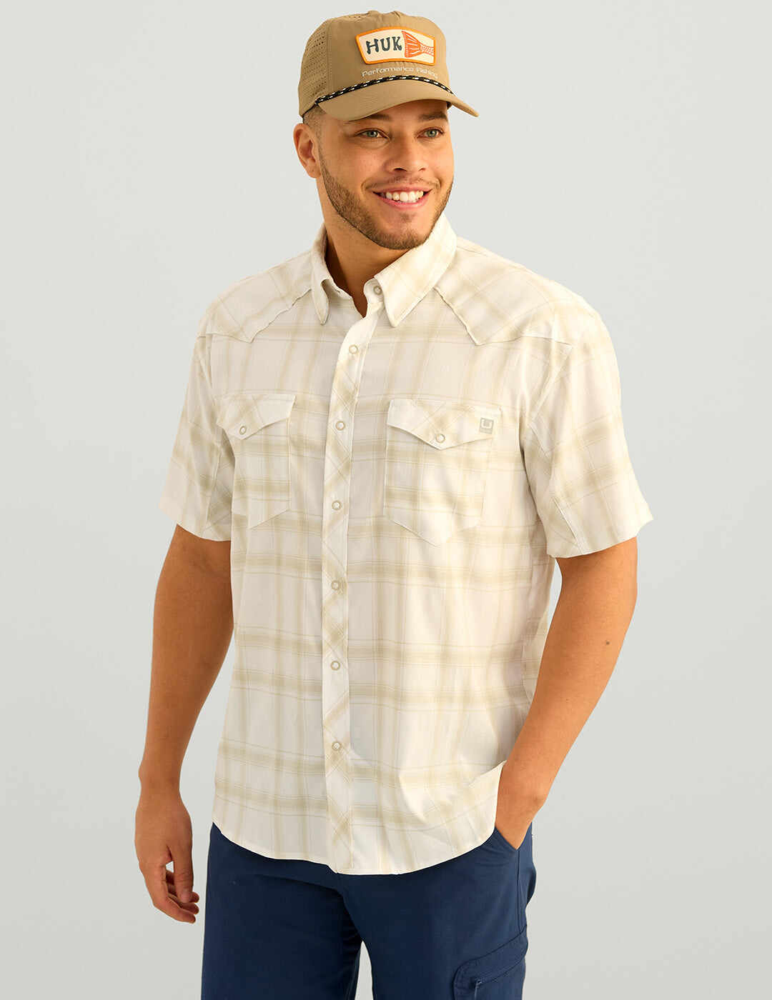 Diamond Back Plaid Short Sleeve Button-Down