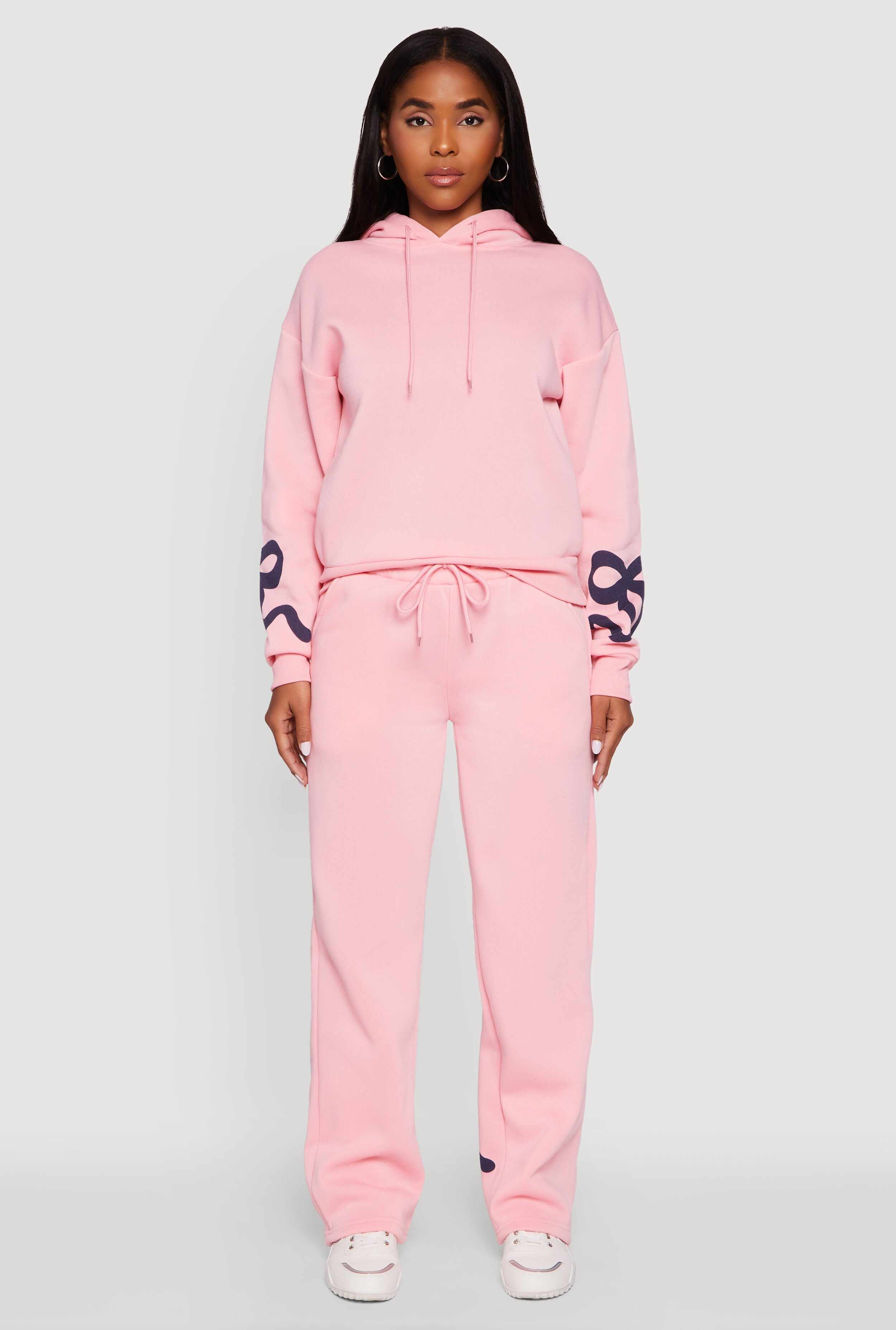Bow Graphic Drawstring Waist Sweatpants
