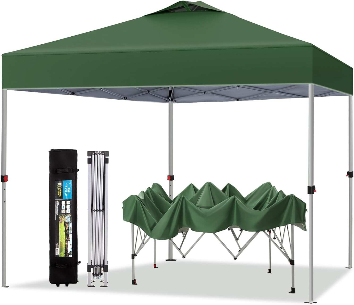 PHI VILLA Outdoor Pop up Canopy 10'x10' Tent Camping Sun Shelter-Series Party Tent, 100 Sq. Ft of Shade (Blue)