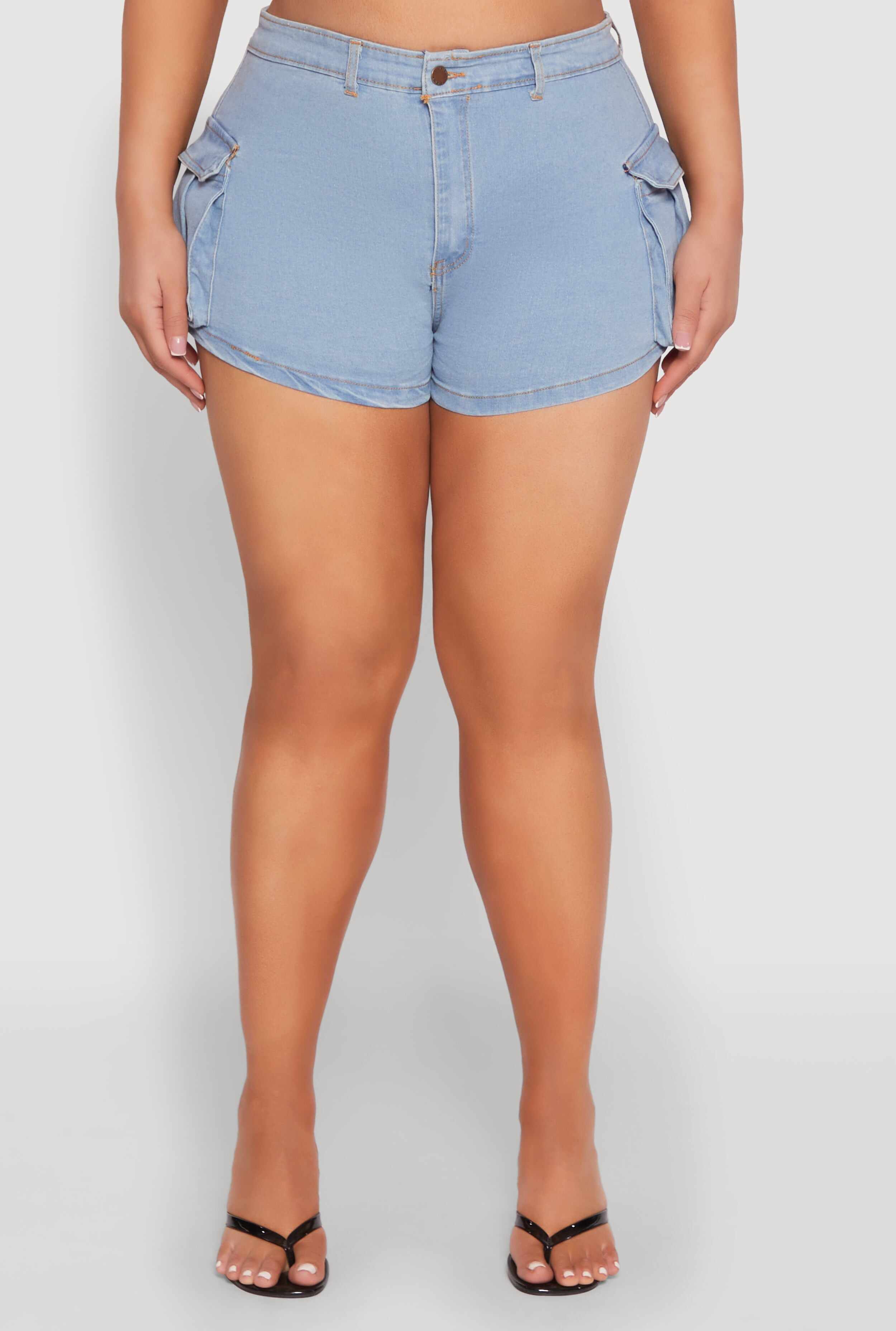 Plus Size Daisy Denim Cargo Shorts