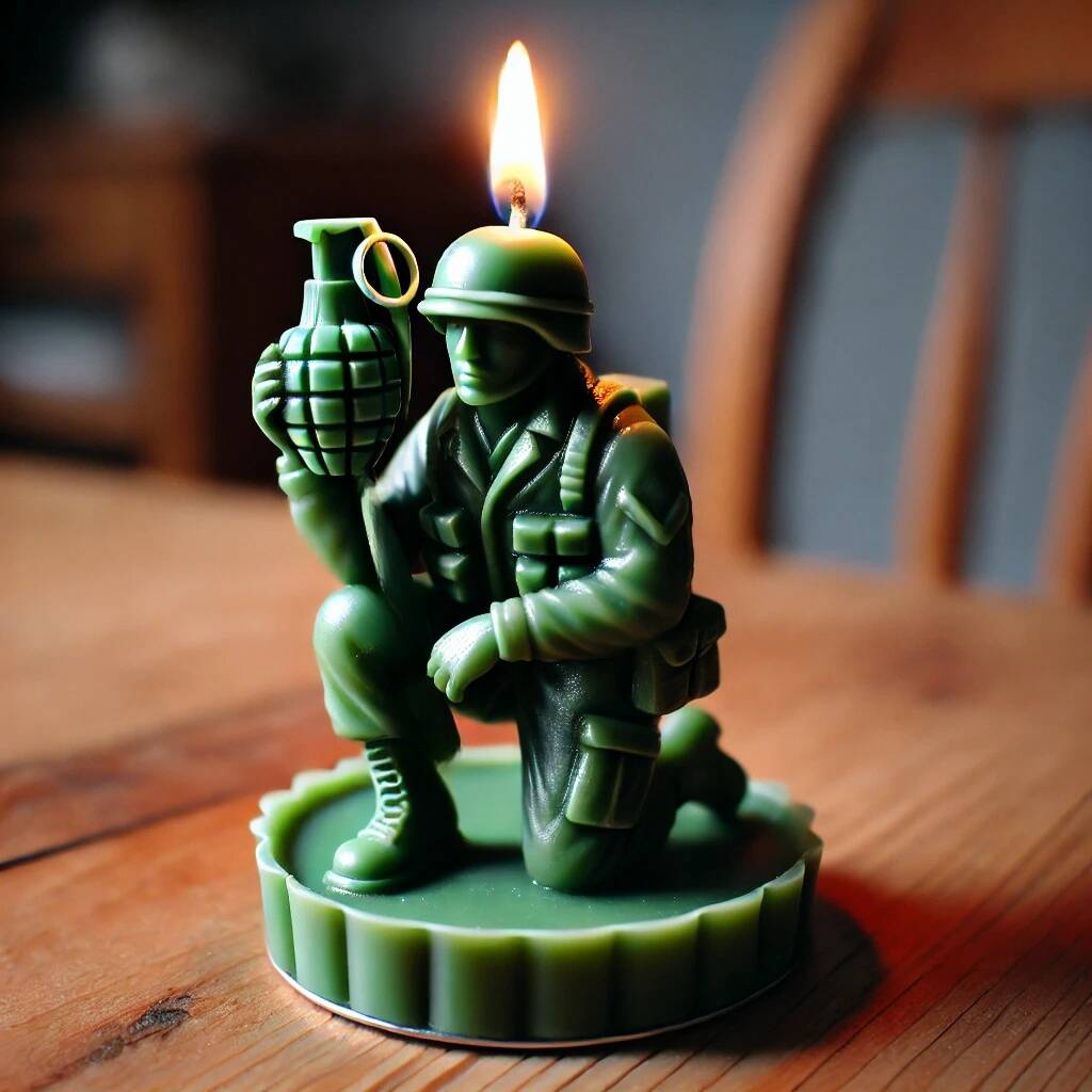 Green Army Man Candle