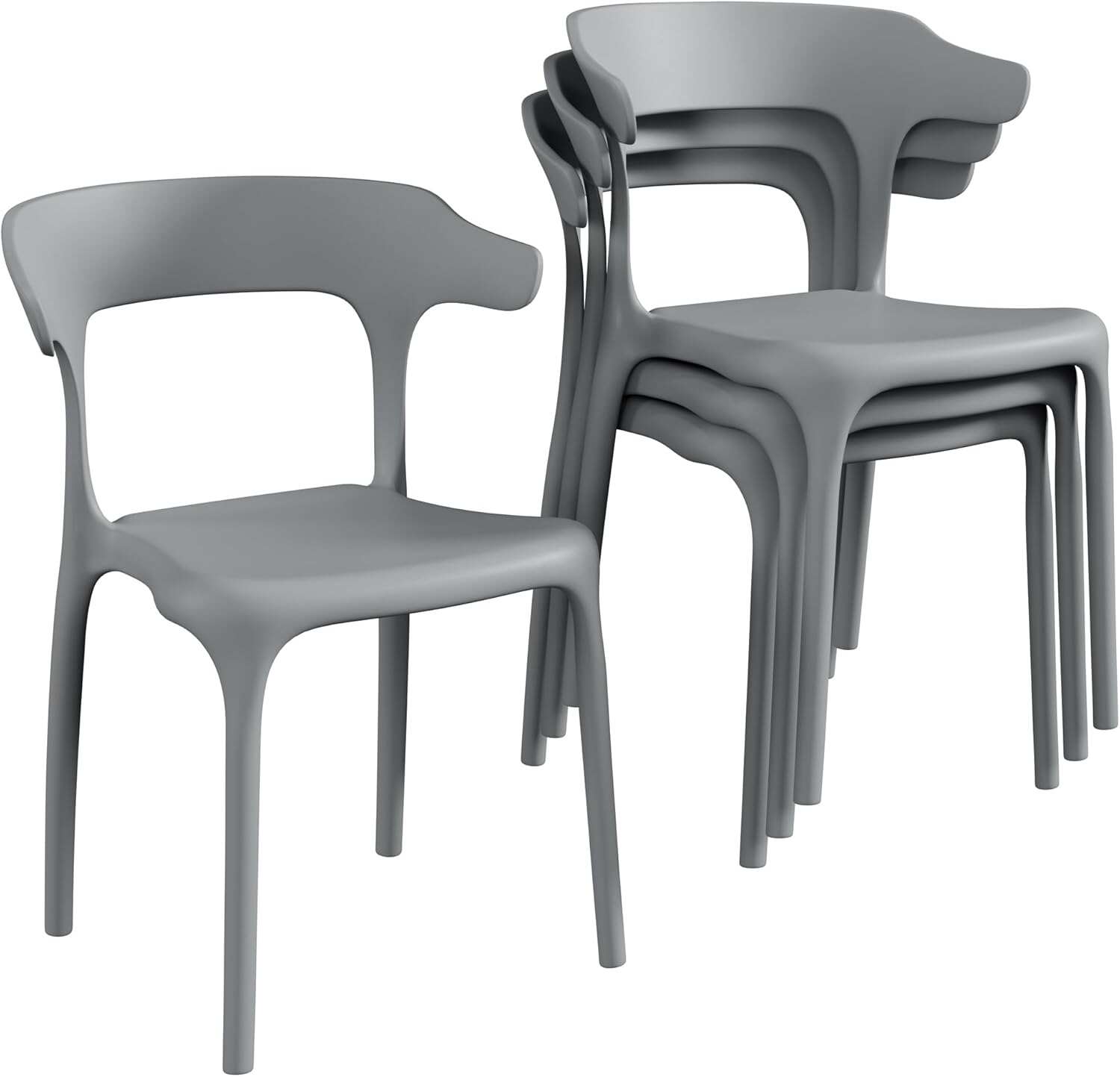VECELO 4 Pack Plastic Stacking Chairs