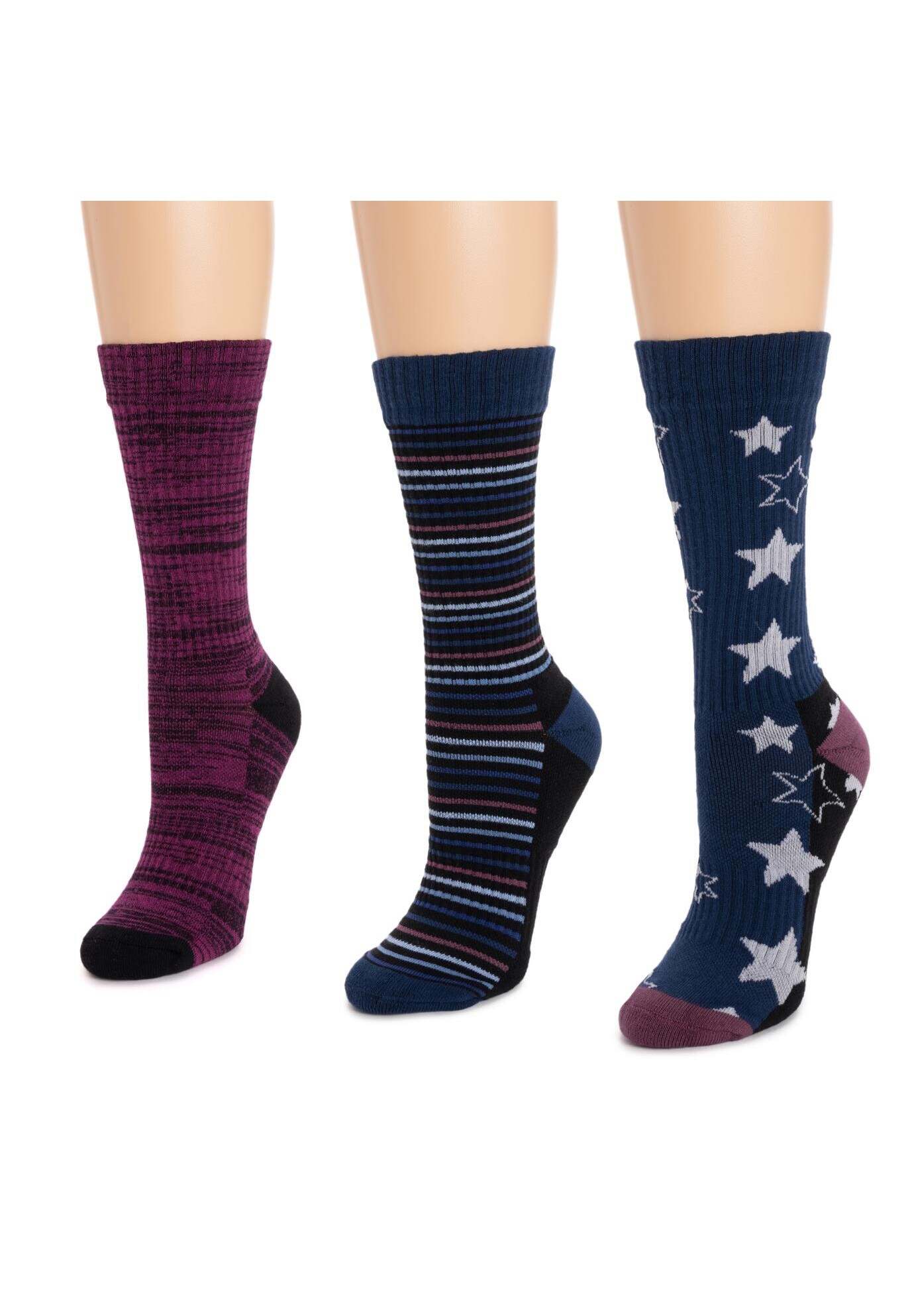 Women'S 3 Pack Cotton Compression Crew Socks