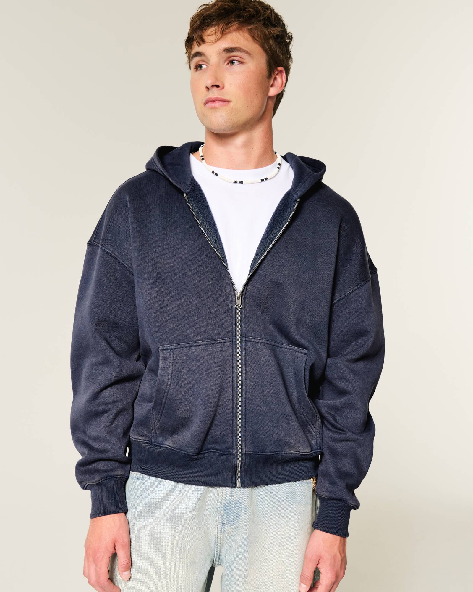 Boxy Camo Zip-Up Hoodie