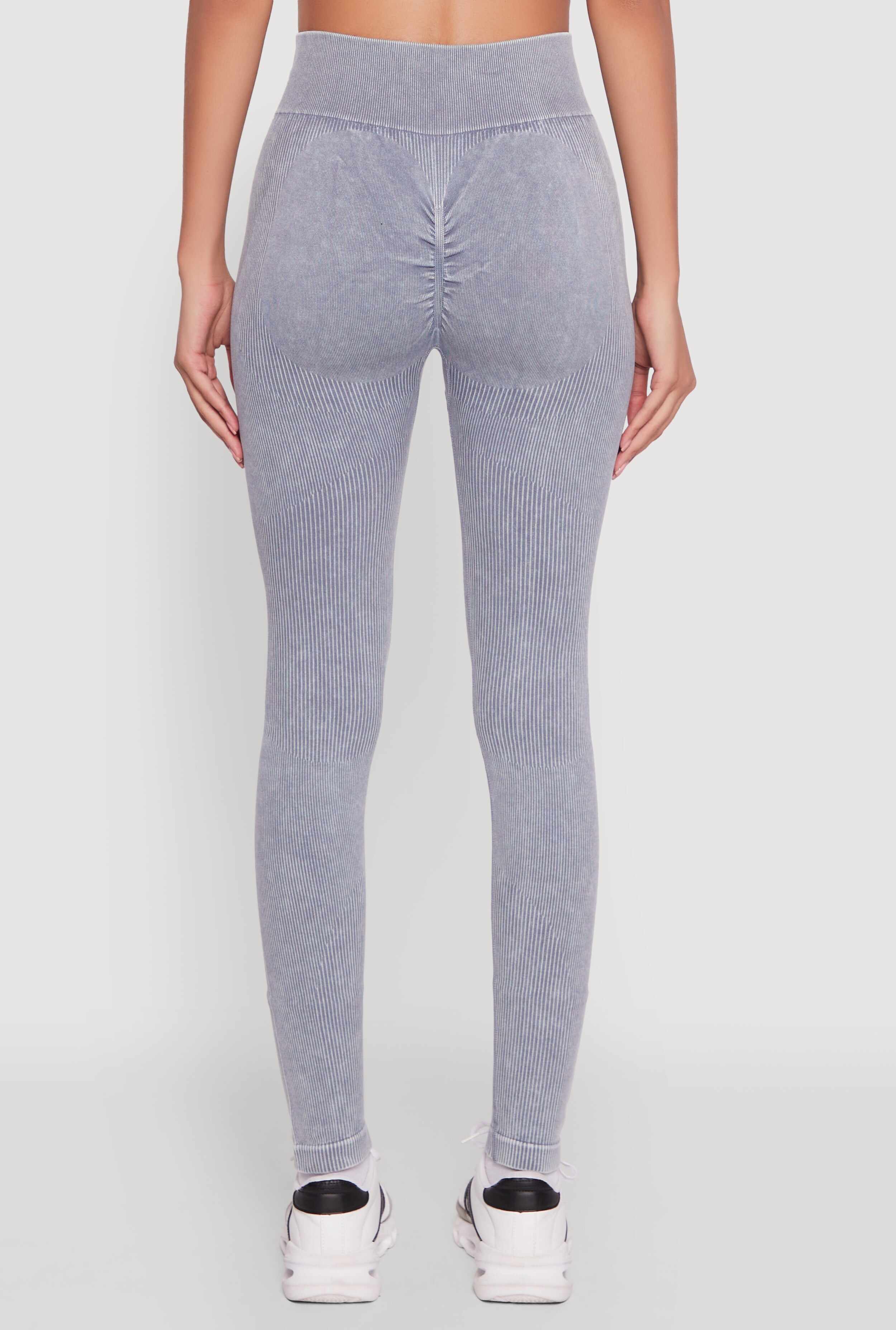 High Waisted Ribbed Knit Seamless Leggings