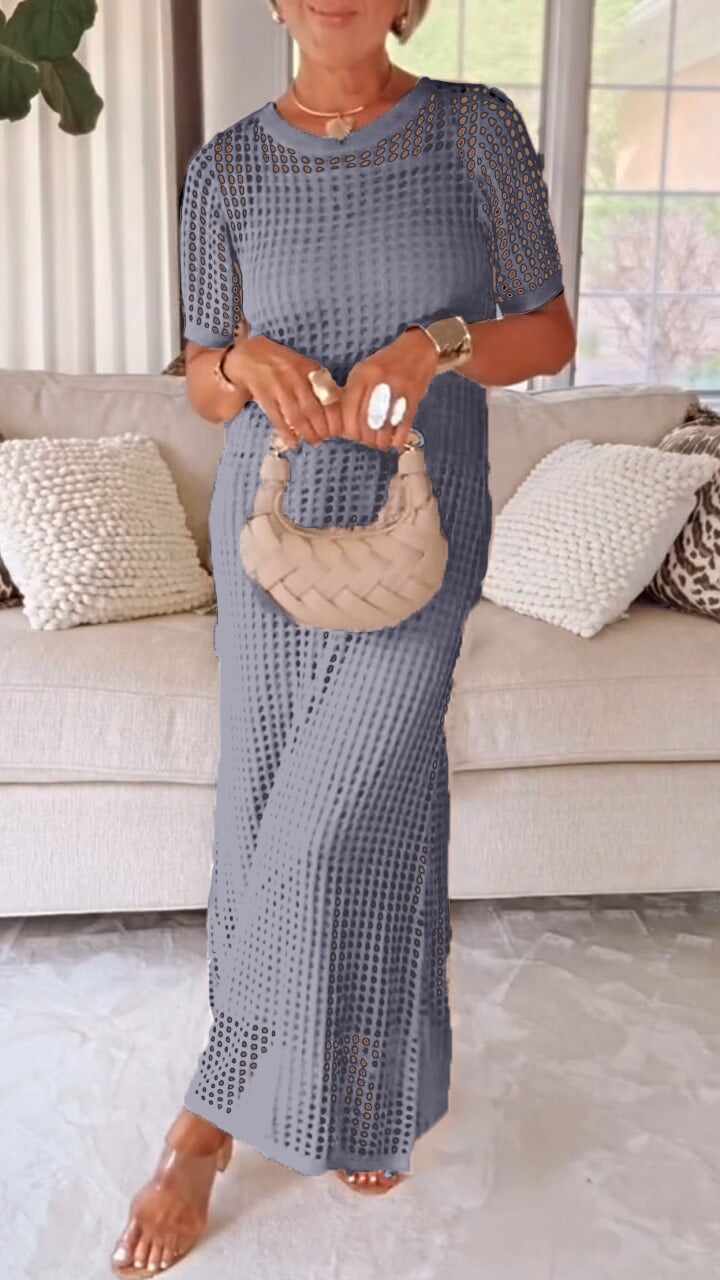 Women’s Round Neck Hollow Air Quality Two-Piece Dress