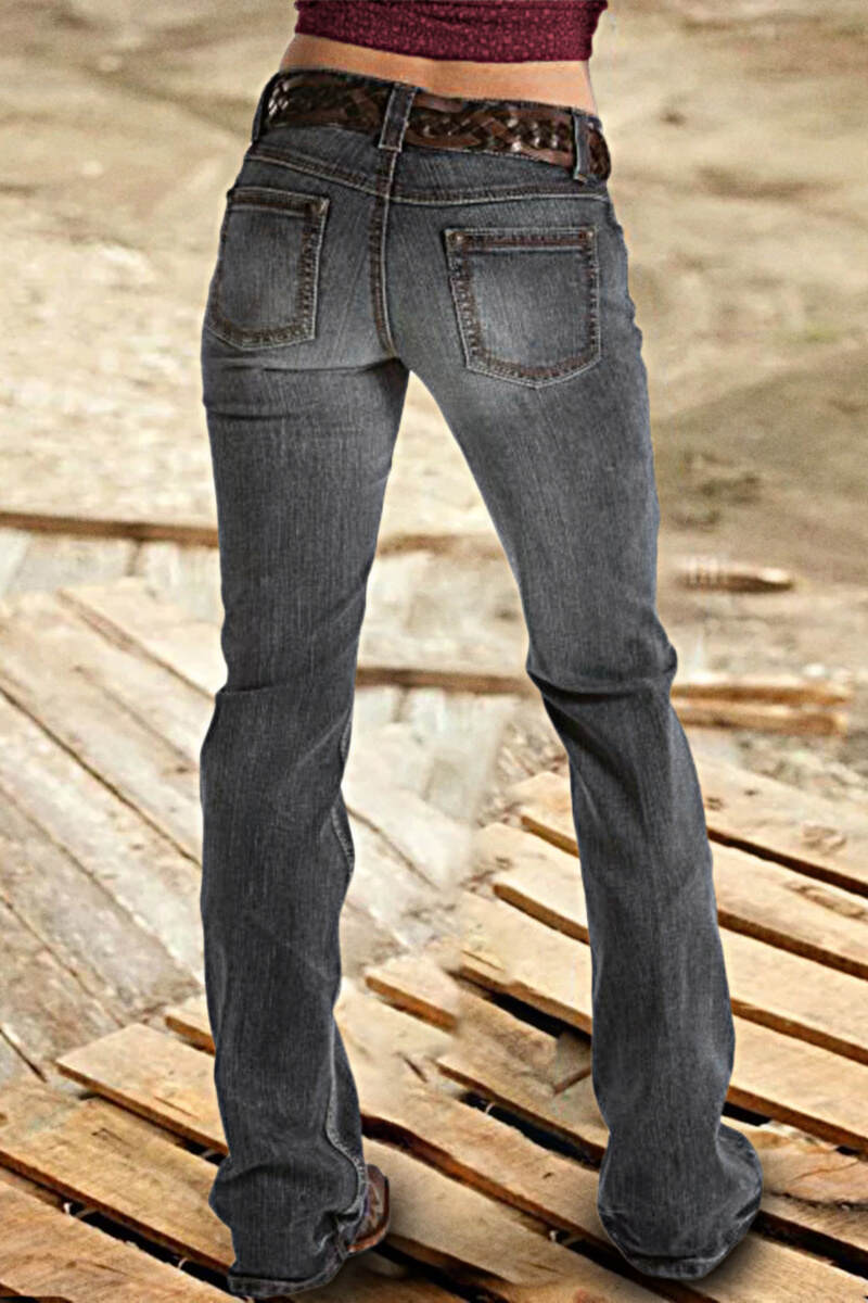 Ripped Low Waist Flare Jeans Without Belt