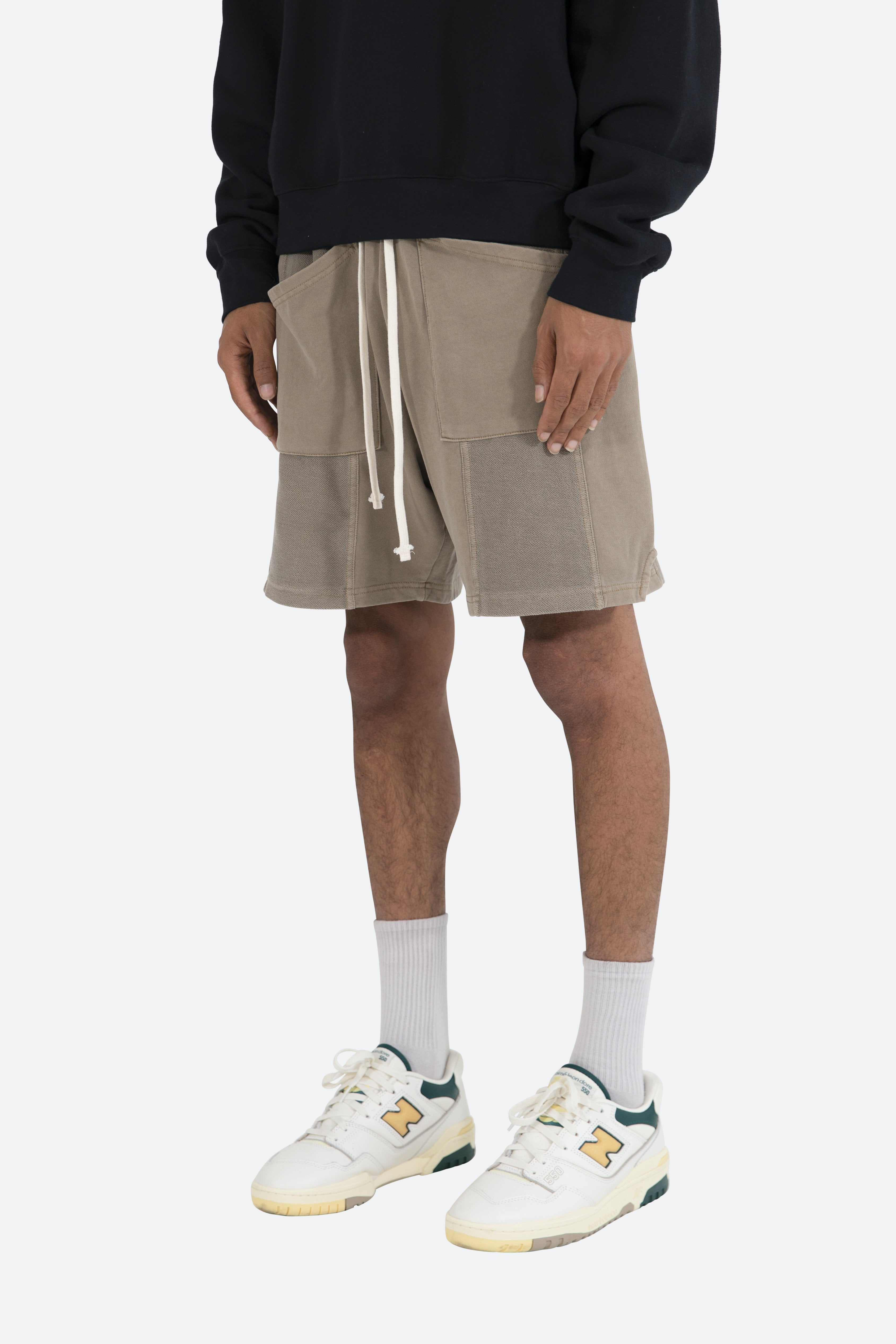 Terry Paneled Shorts - Brown