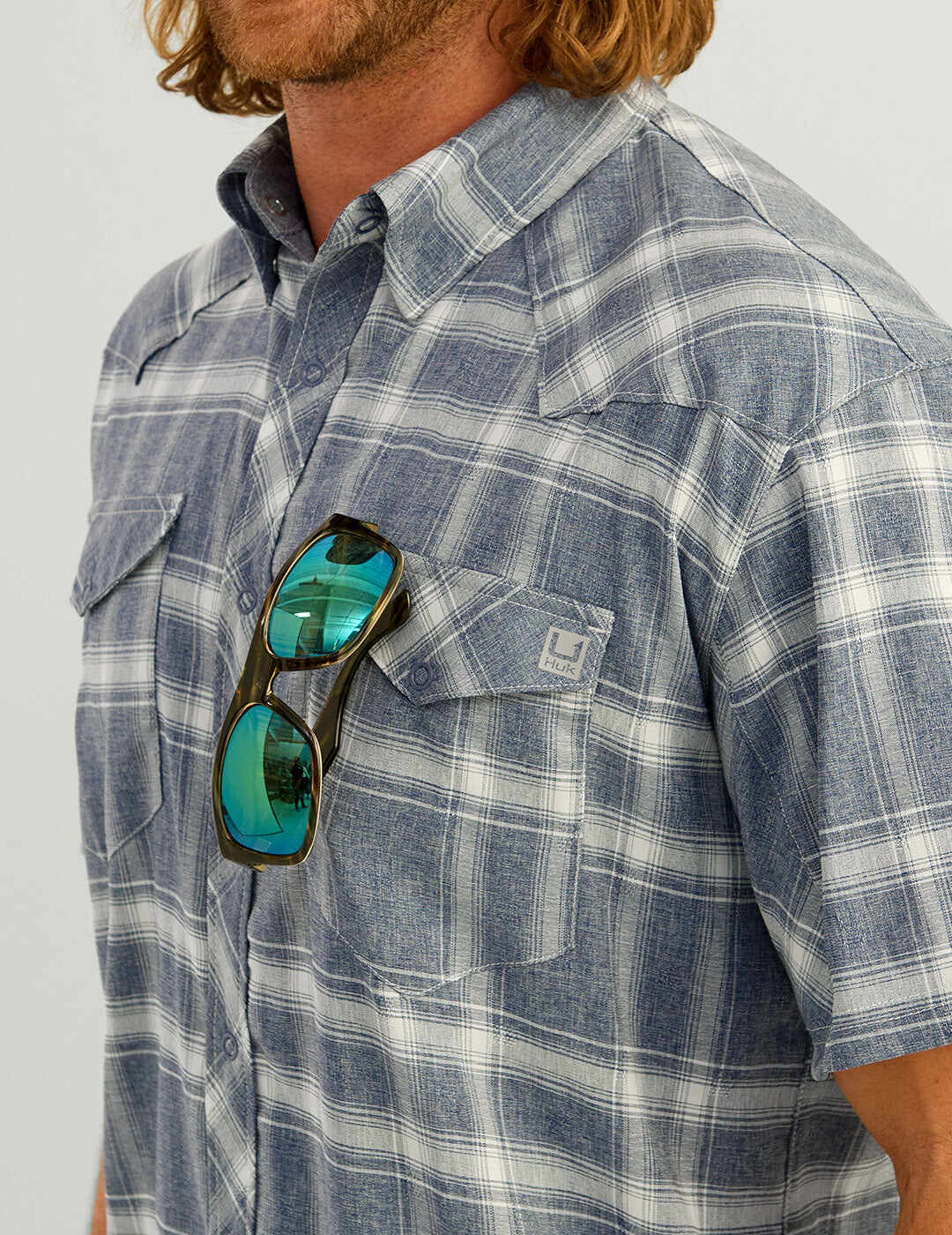 Diamond Back Plaid Short Sleeve Button-Down
