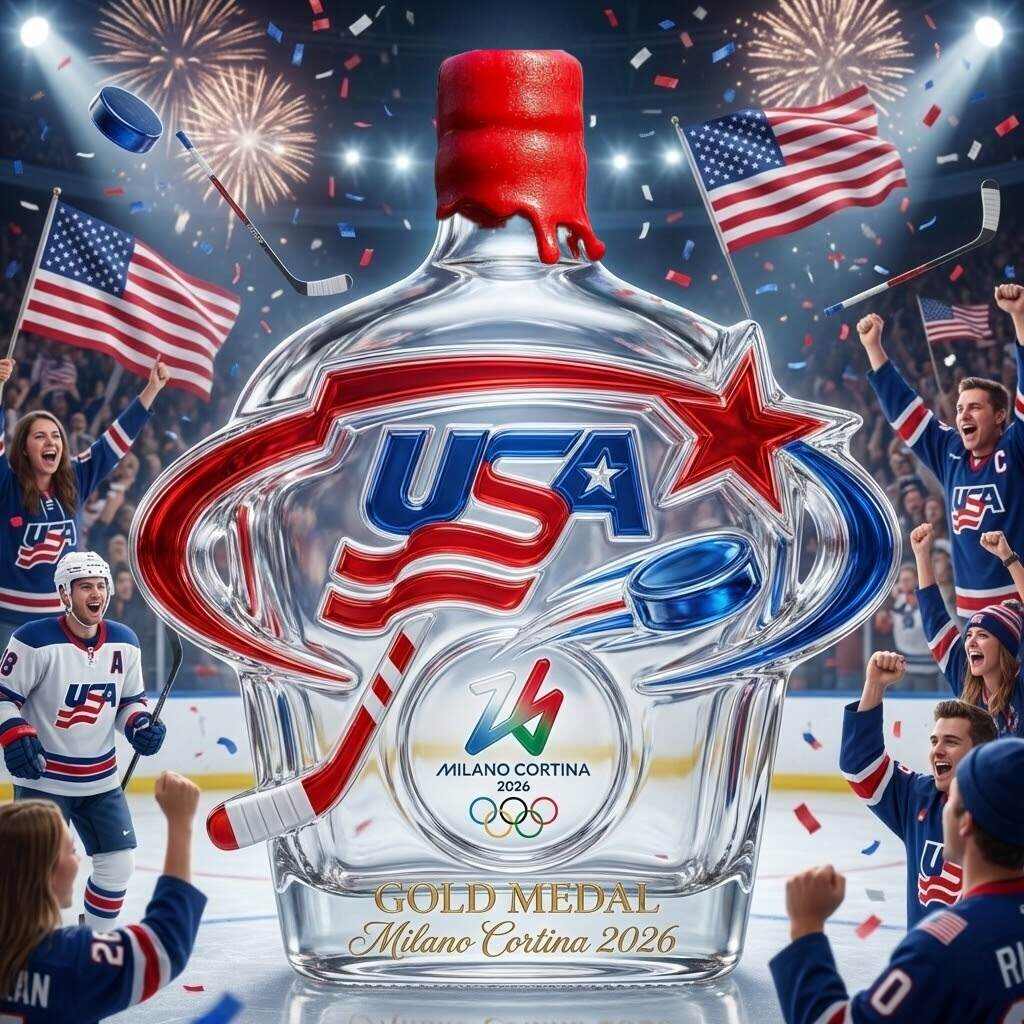 2026 Winter Olympics USA HOCKEY Gold Medal Commemorative Whiskey Bottle