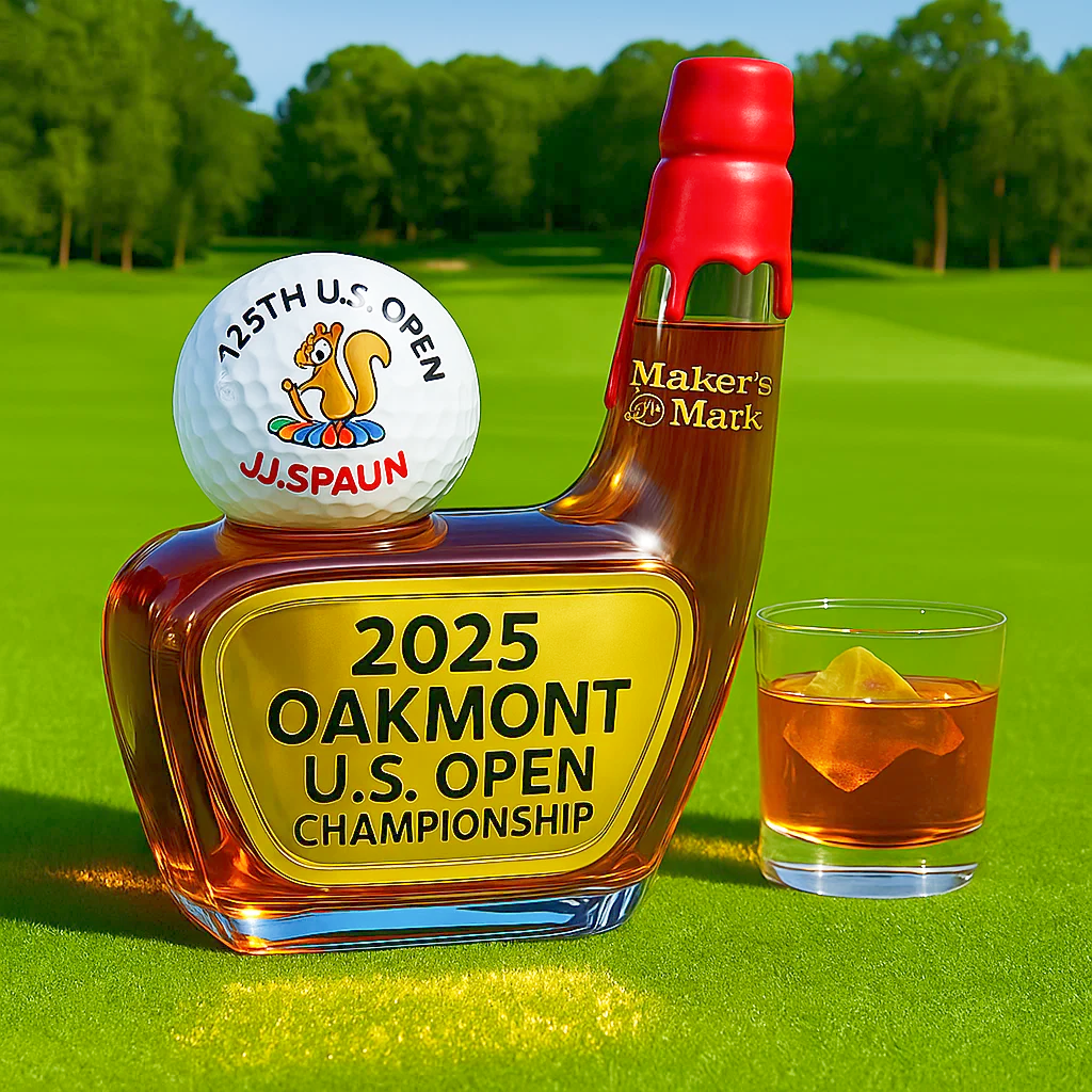 JJ Spaun Oakmont U.S. Open Champion Whiskey Bottle