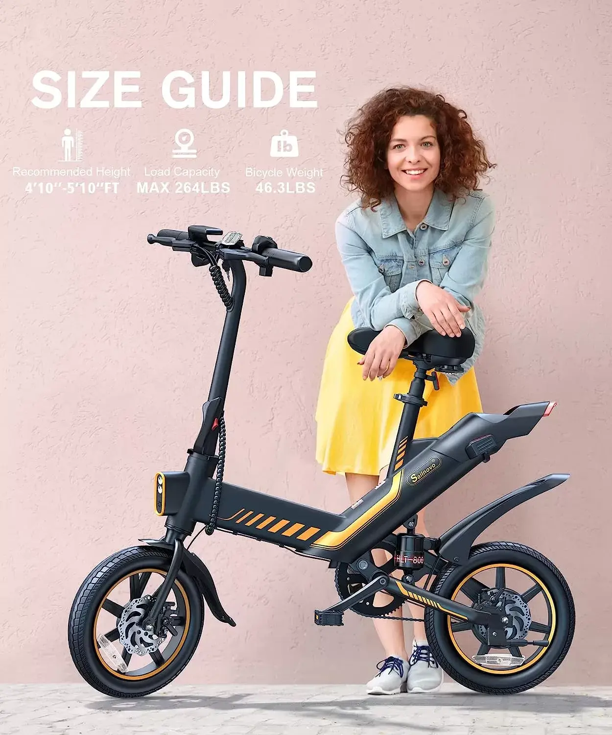 Sailnovo Electric Bike, Electric Bicycle with 18.5mph Electric Bikes for Adults Teens E Bike with Pedals, 14