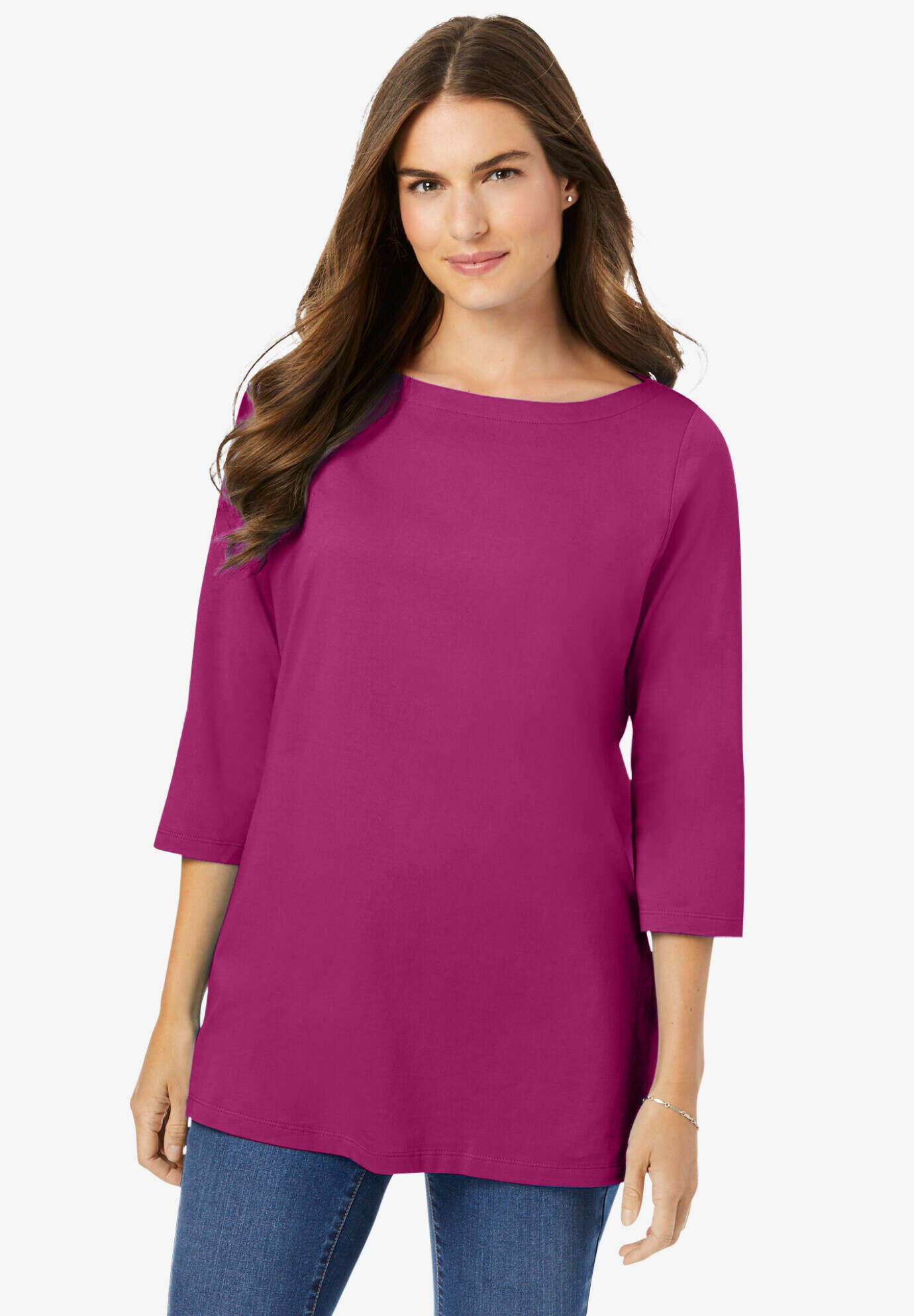 Perfect Three-Quarter Sleeve Boatneck Tee