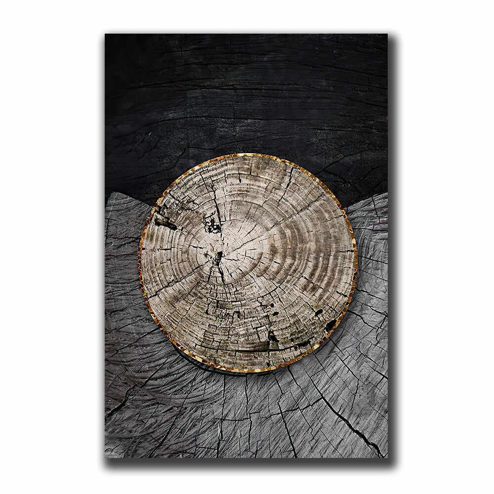 Golden Black Wood Texture Canvas Wall Art