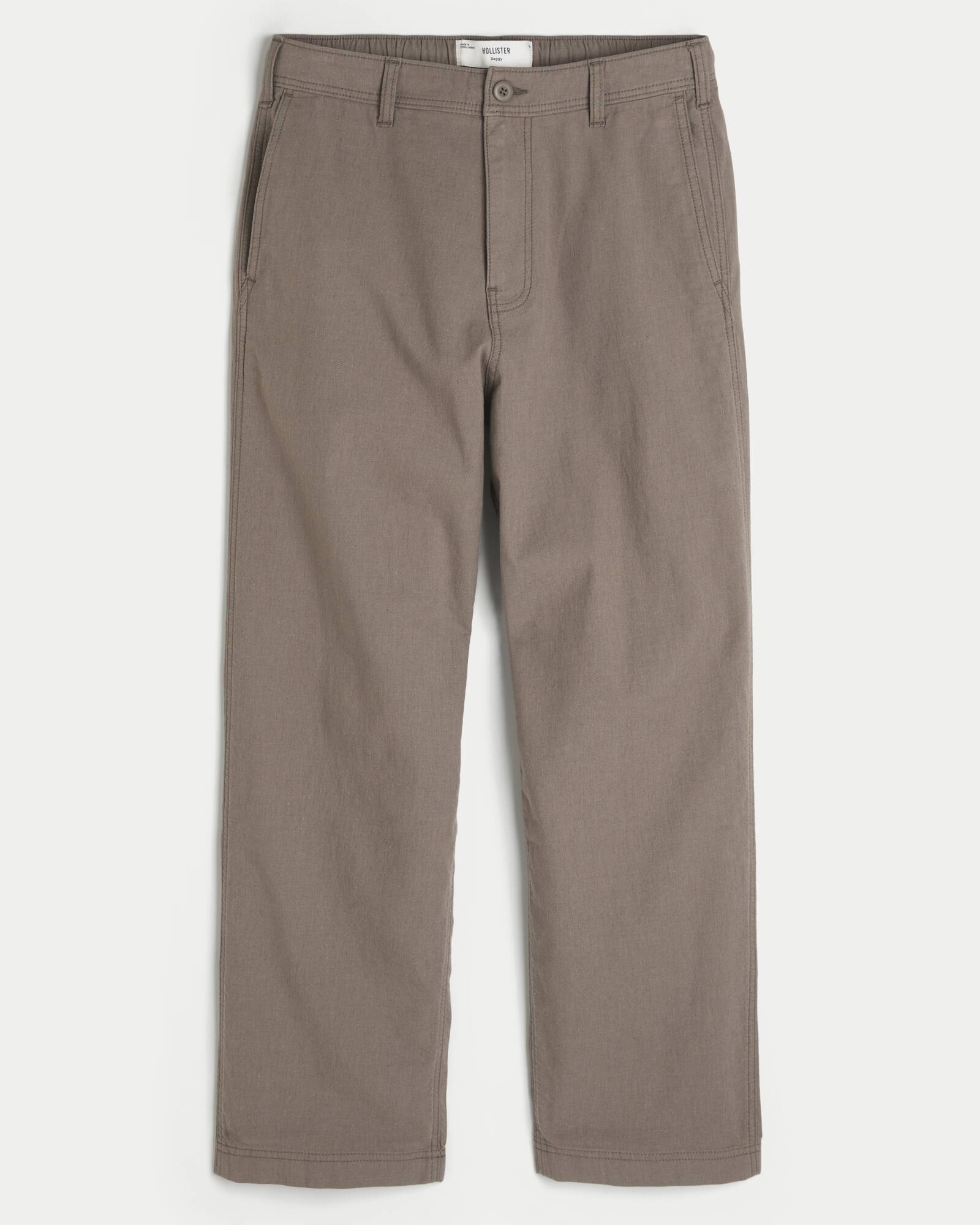 Linen-Blend Flex Waist Baggy Pants