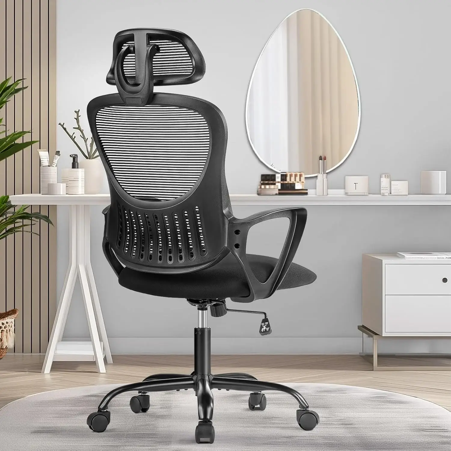 Ergonomic Office Chair, High Back Desk Chair with Headrest, Home Office Swivel Mesh Computer Chair, Executive Office Chair