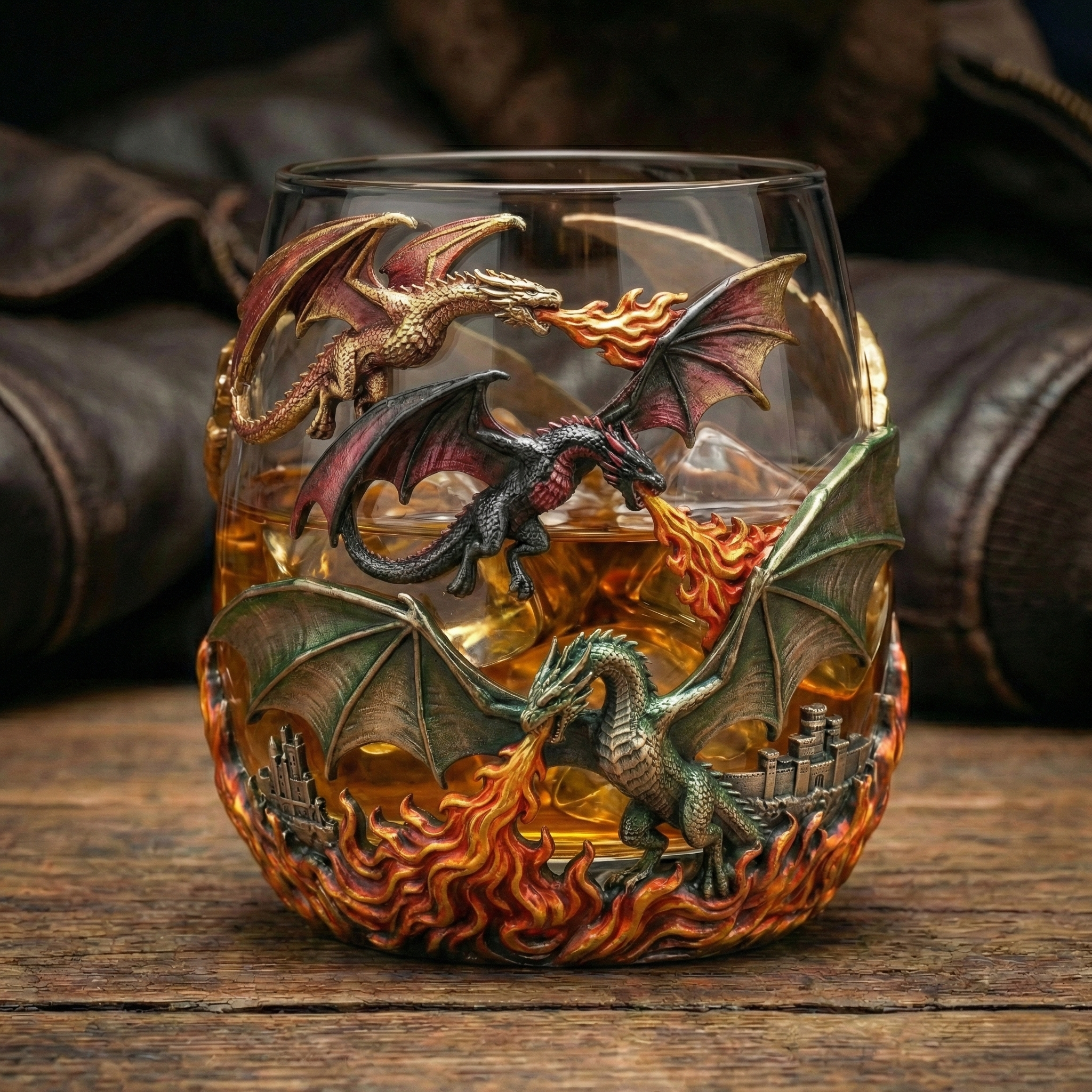 Game of Thrones 15th Anniversary: Three Dragons Dance of Flames Whiskey Glass