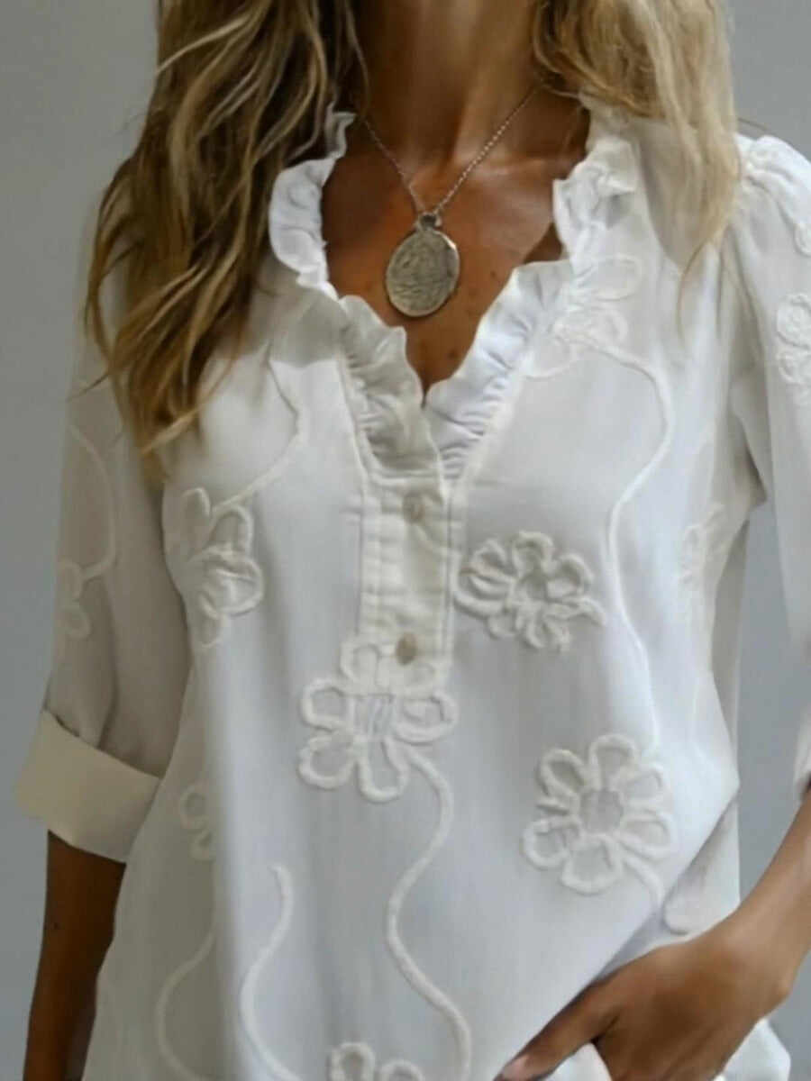 🔥Summer Arrivals🌟Retro Romantic Ruffled Collar Floral Shirt