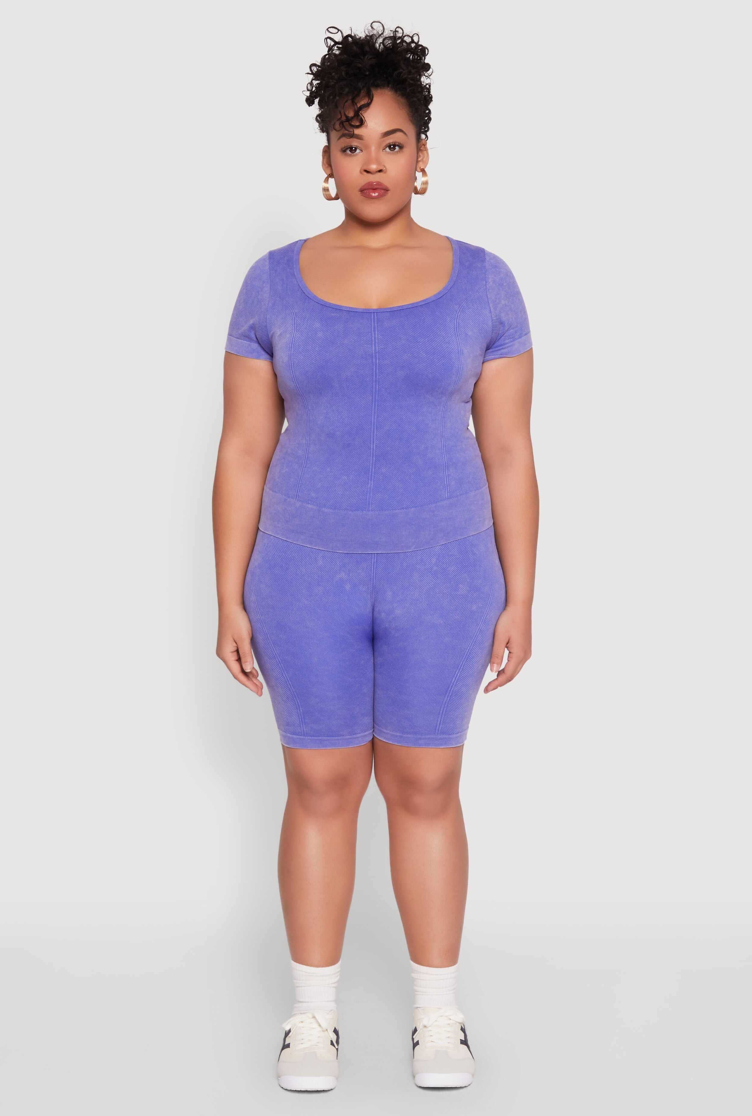 Plus Size Mineral Wash Scoop Neck Tee