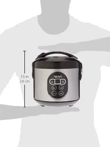 Rice Grain Cooker and Food Steamer, Stainless, Silver, 4-Cup (Uncooked) / 8-Cup (Cooked)