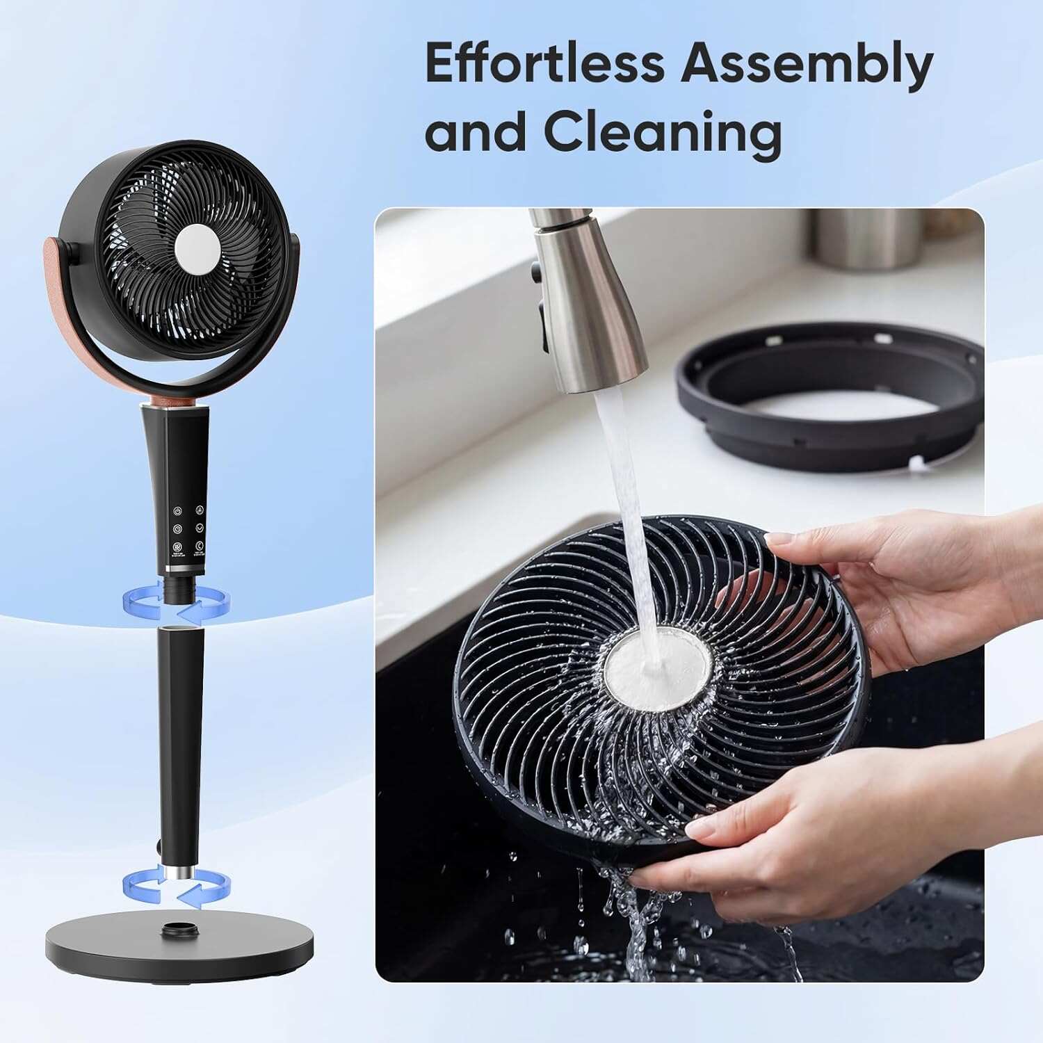 Pedestal Fan for Bedroom, 1050CFM Standing Fans with DC Motor, 15 Speeds & 5 Modes, Pedestal Air Circulator 120° Omni Oscillation Digital Display & Remote, 12H Timer, 37-45