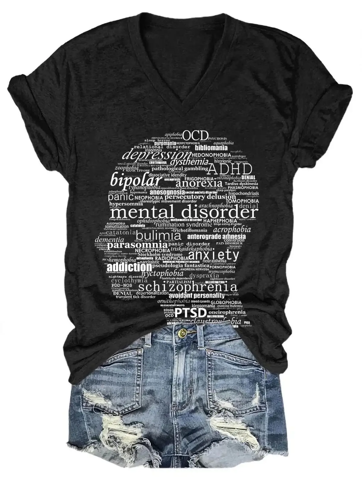 Mental Health Words Art Casual T-shirt