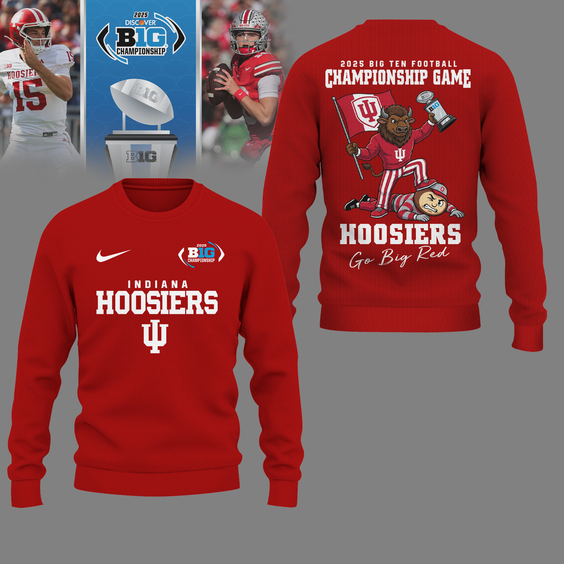 Indiana Hoosiers | Premium NCAA 2025 Big Ten Football Championship Game 3D Shirt NY