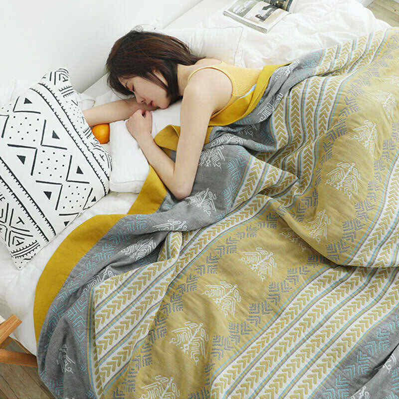 Cotton Wheat Ear Print Reversible Quilt